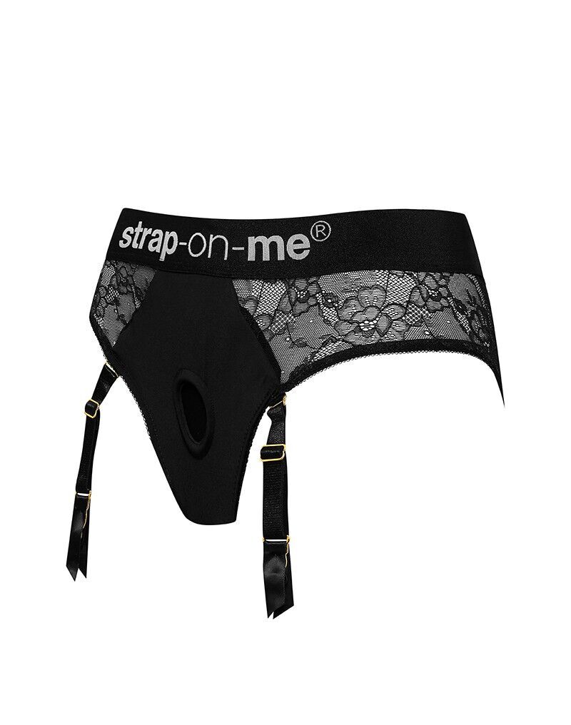 Мереживні труси для страпона з підв'язками для панчіх Strap-On-Me DIVA HARNESS - S