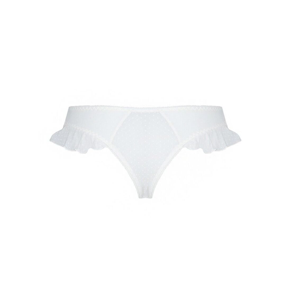 Трусики в горошек, с рюшами и шнуровкой Passion FATIN THONG L/XL, white