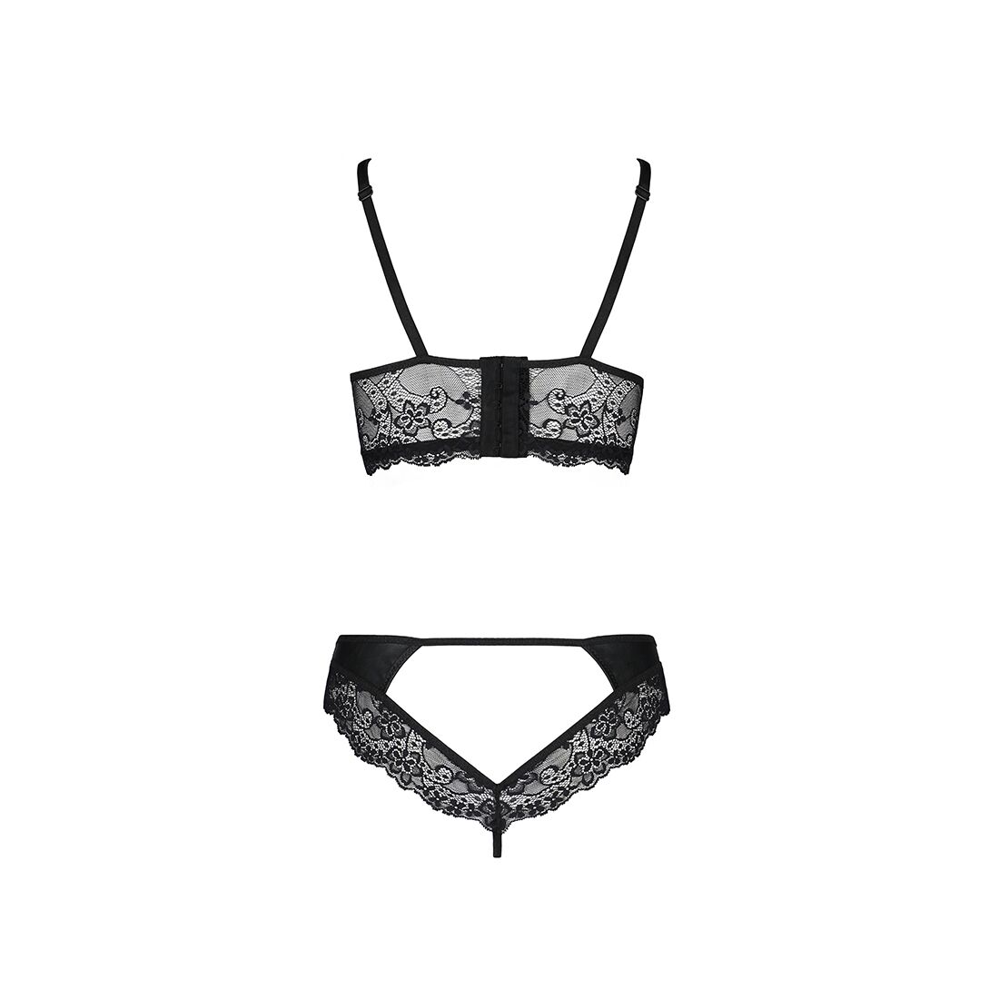 Комплект з еко-шкіри та мережива Passion LOONA SET L/XL, black, бра і трусики