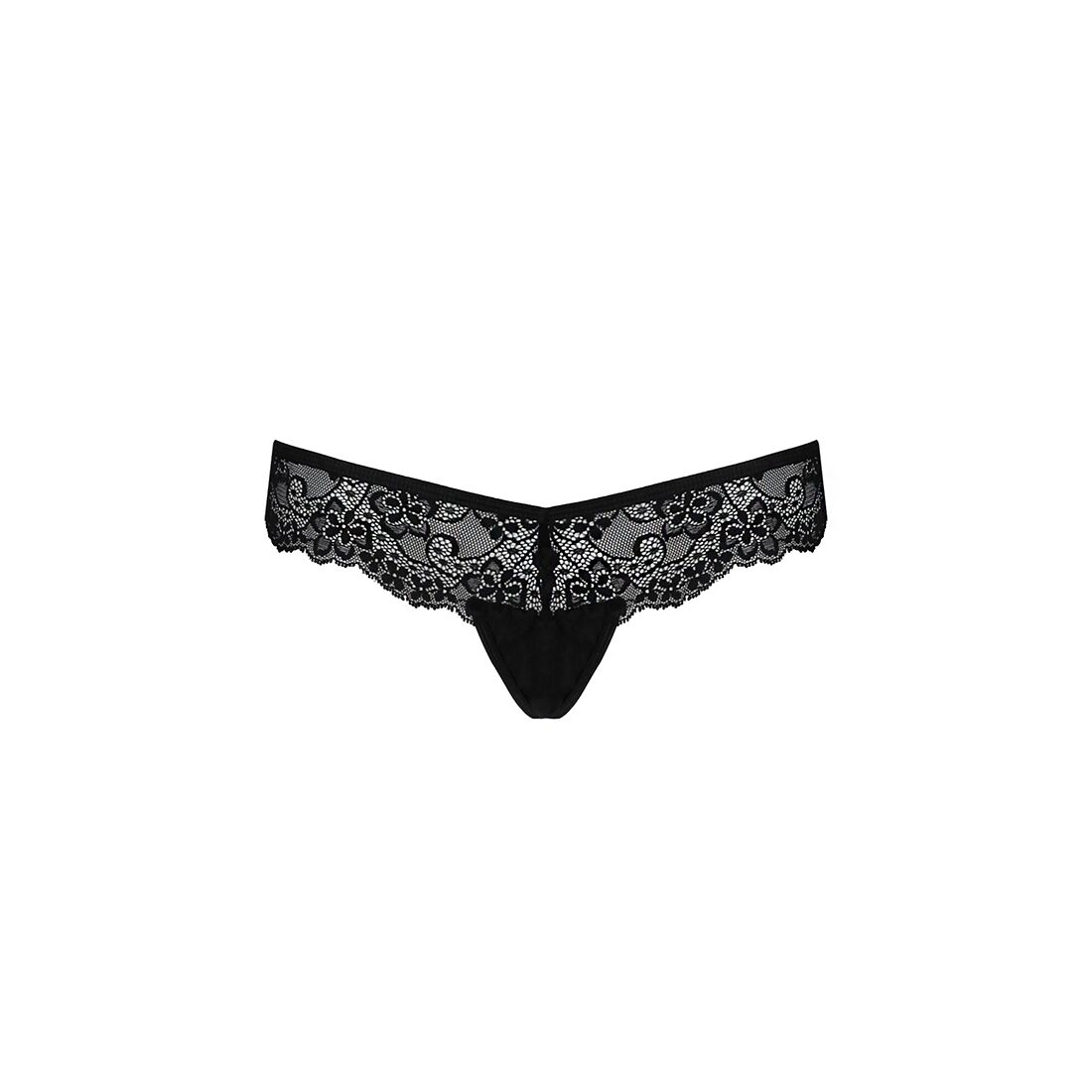 Кружевные трусики-танга с атласным бантиком Passion NAJA THONG L/XL, black