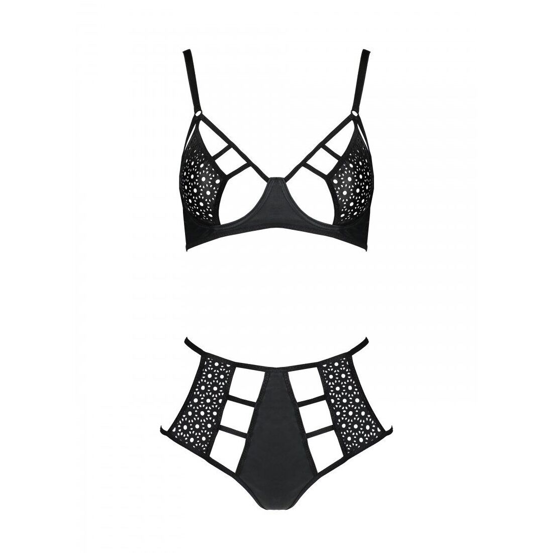 Розпродаж!!! Комплект з екошкіри Passion Tamaris Set black S/M, бюстгальтер та трусики
