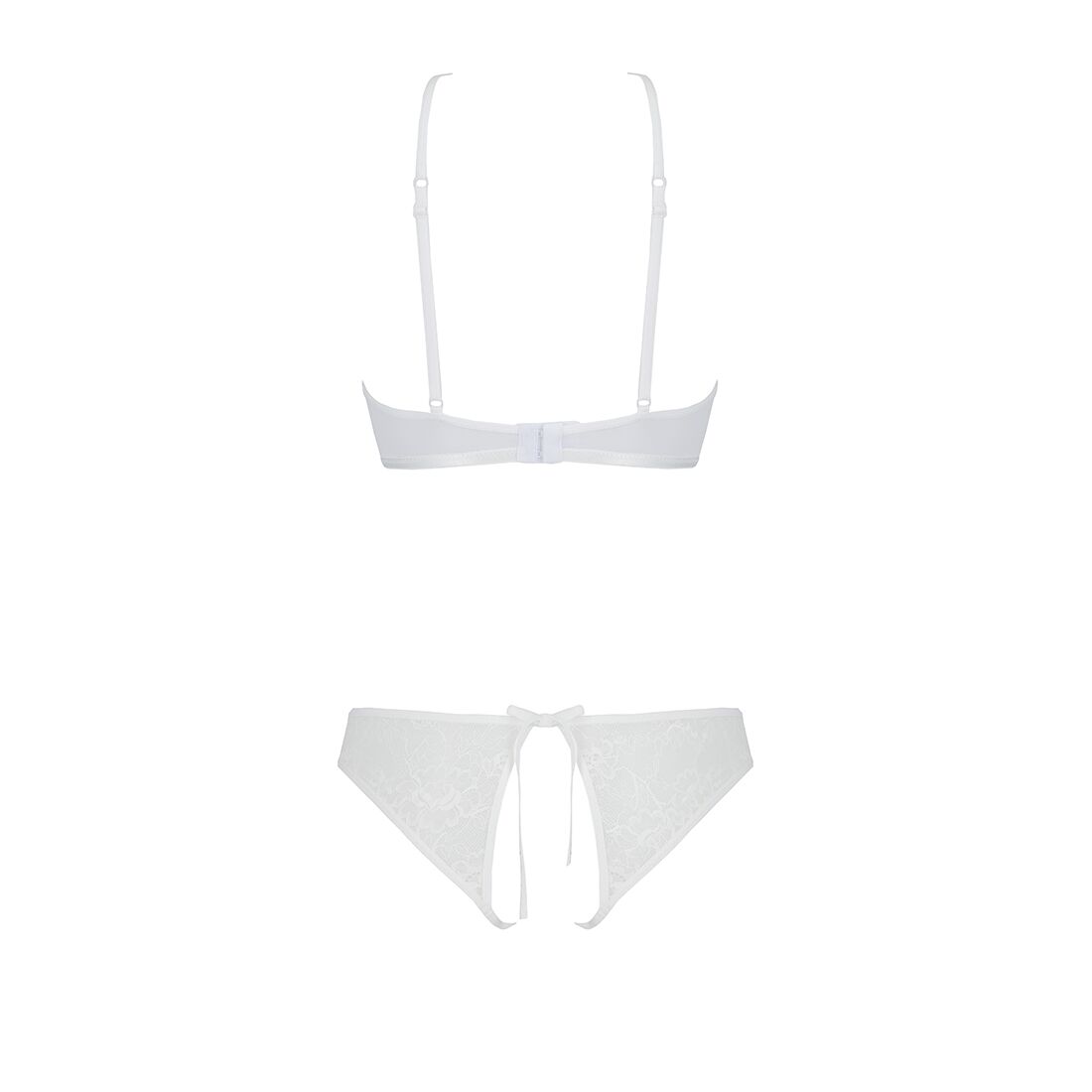 Комплект: бра, трусики з ажурним декором та відкритим кроком URSULA SET L/XL, white