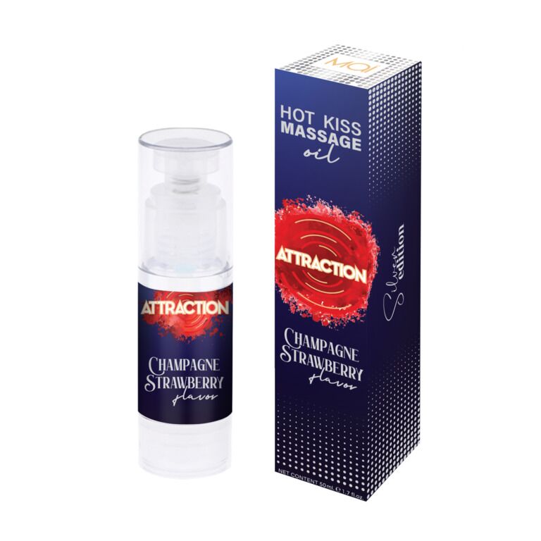 Їстівна масажна олія MAI Attraction Champagne Strawberry Hot Kiss (50 мл)