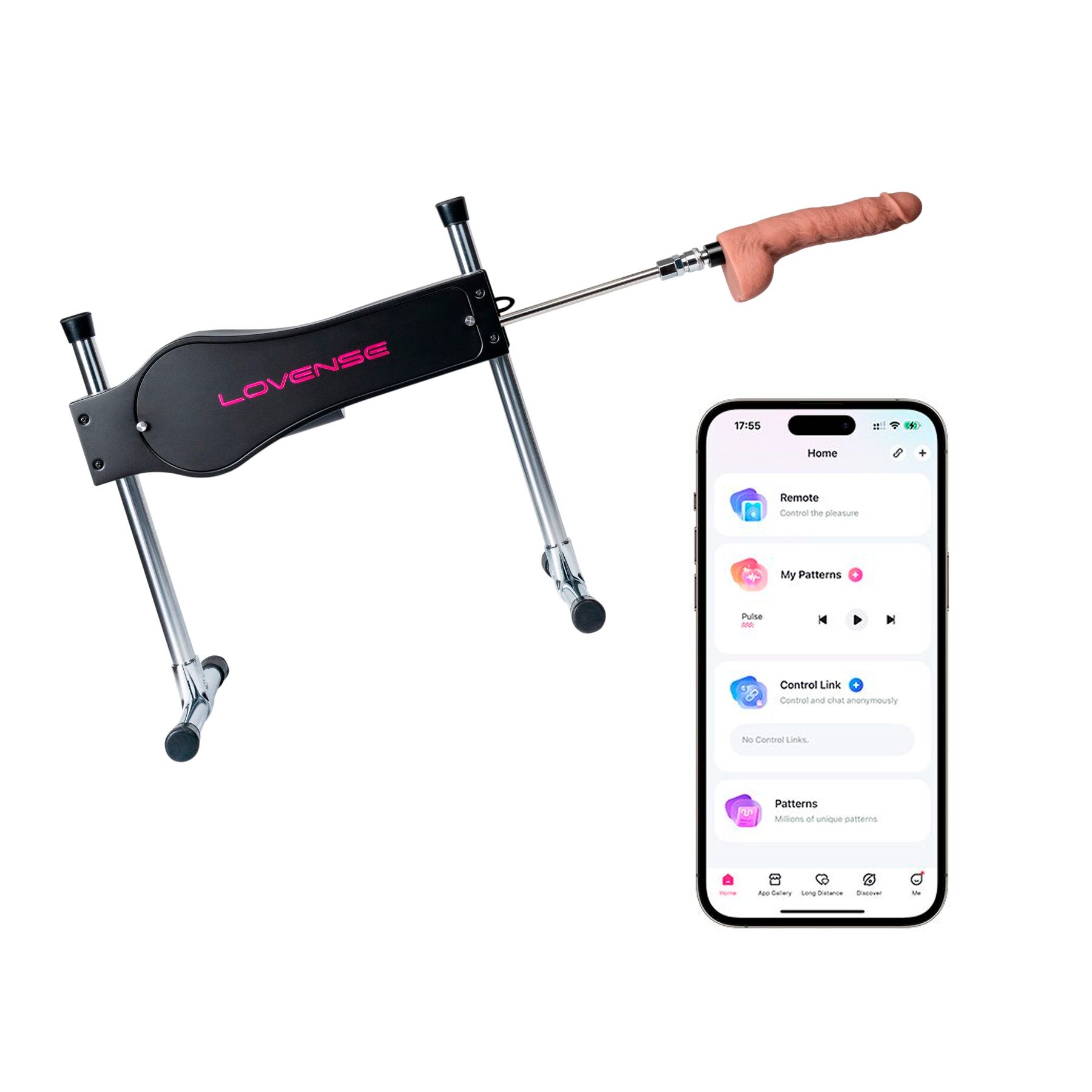 Смарт секс-машина Lovense Sex Machine, два штоки та фалоімітатори, можна для вебкаму