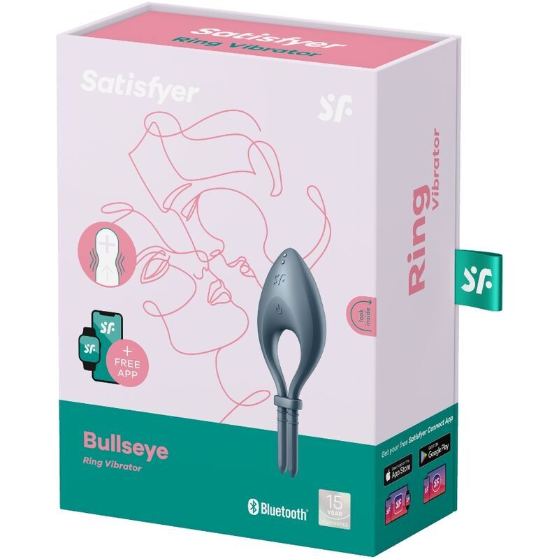 Эрекционное смарт-виброкольцо лассо с регулировкой размера Satisfyer Bullseye Dark Blue