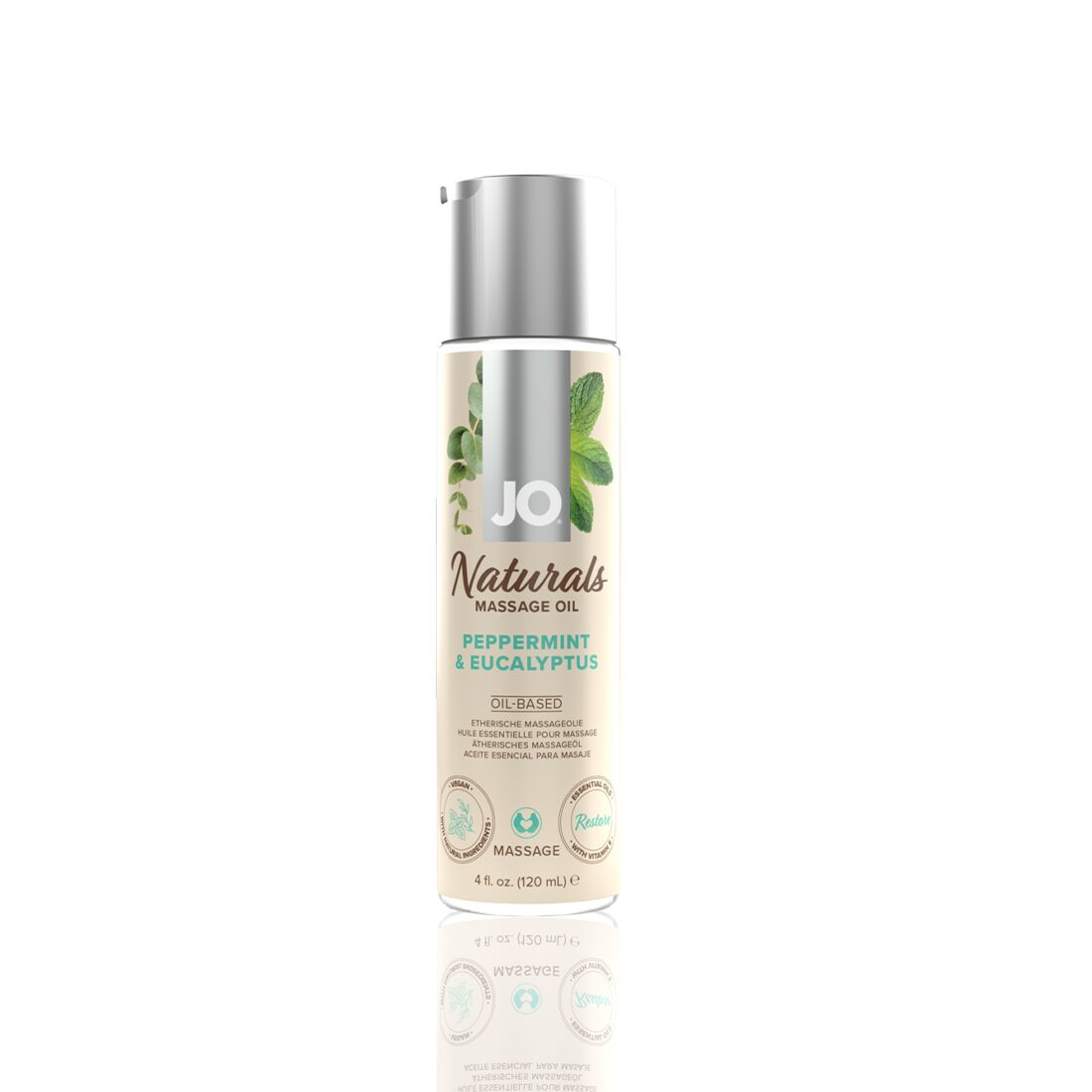 Массажное масло JO Naturals Massage Oil Peppermint & Eucalyptus с эфирными маслами (120 мл)