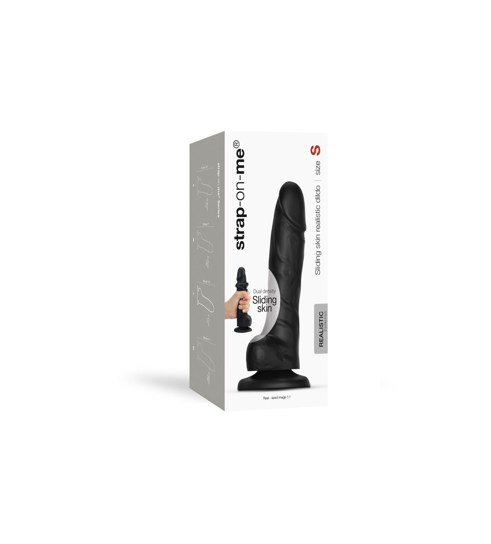 Реалистичный фаллоимитатор Strap-On-Me Sliding Skin Realistic Dildo Black S, эффект подвижной кожи