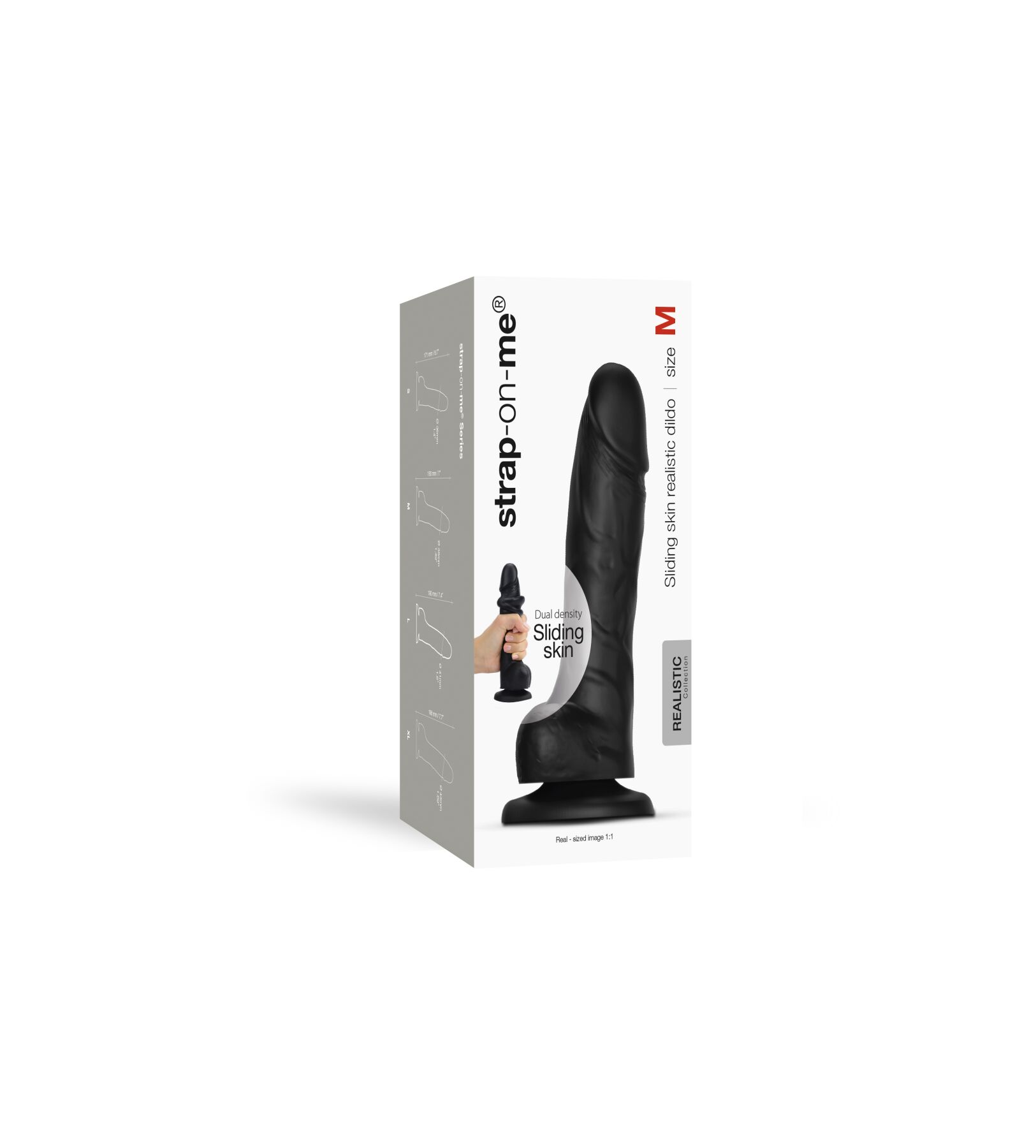 Реалистичный фаллоимитатор Strap-On-Me Sliding Skin Realistic Dildo Black M, эффект подвижной кожи