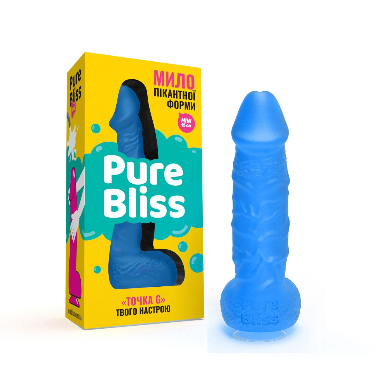 Мило у формі пеніса Pure Bliss MINI Dark Blue, крафтове мило-член, натуральне