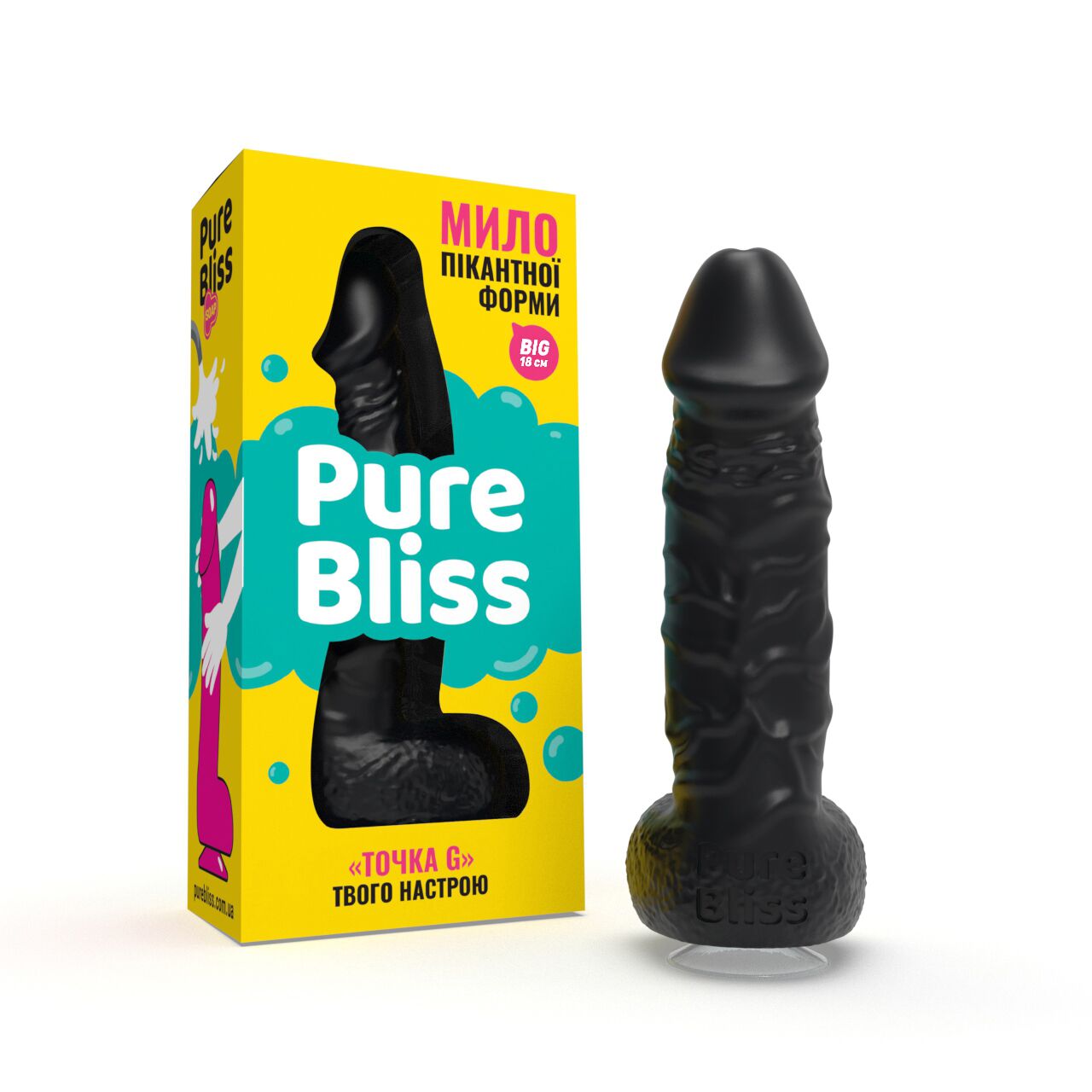 Мило у формі пеніса Pure Bliss BIG Black, крафтове мило-член, натуральне