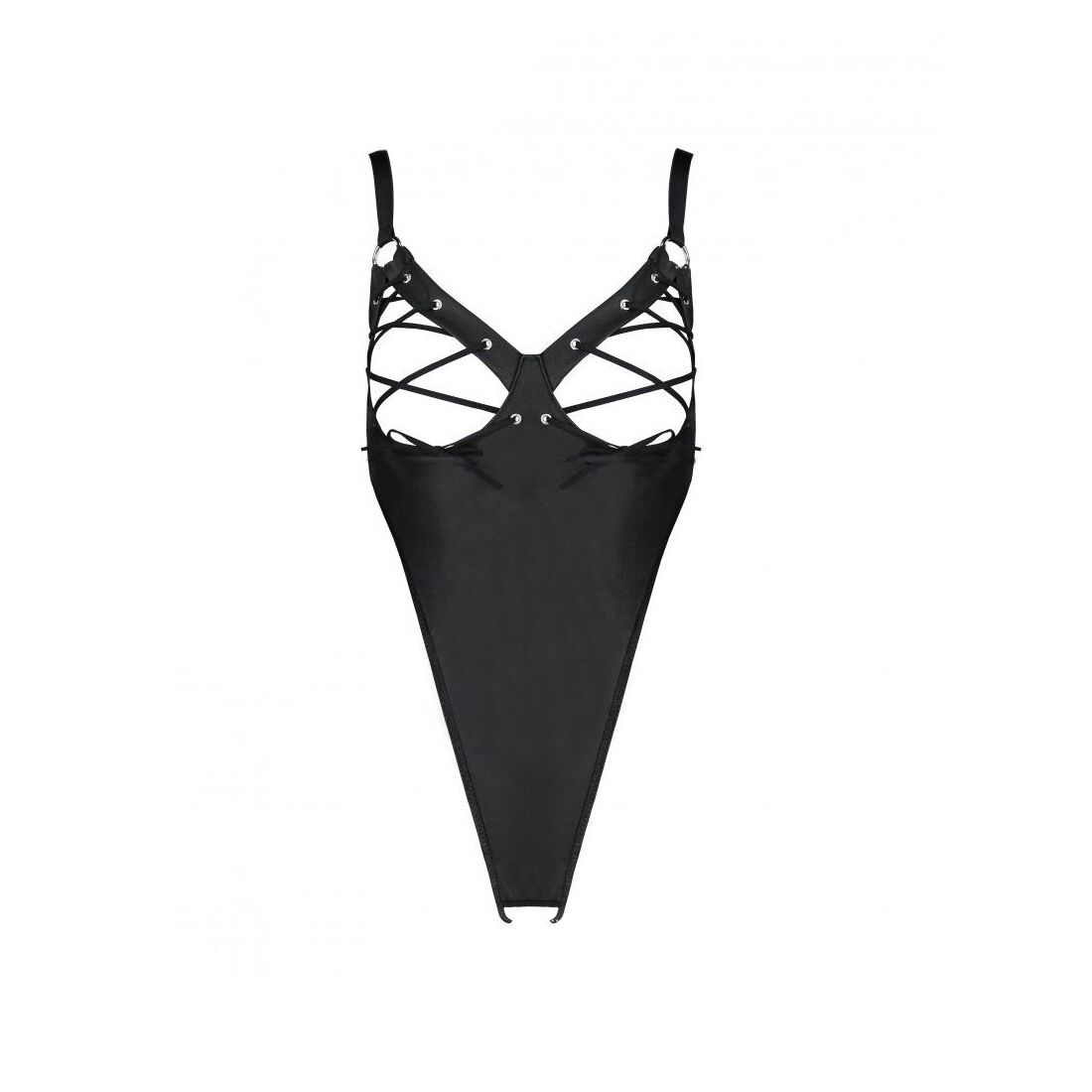 Боді з екошкіри Passion CELIN BODY S/M, black, з доступом, відкритий