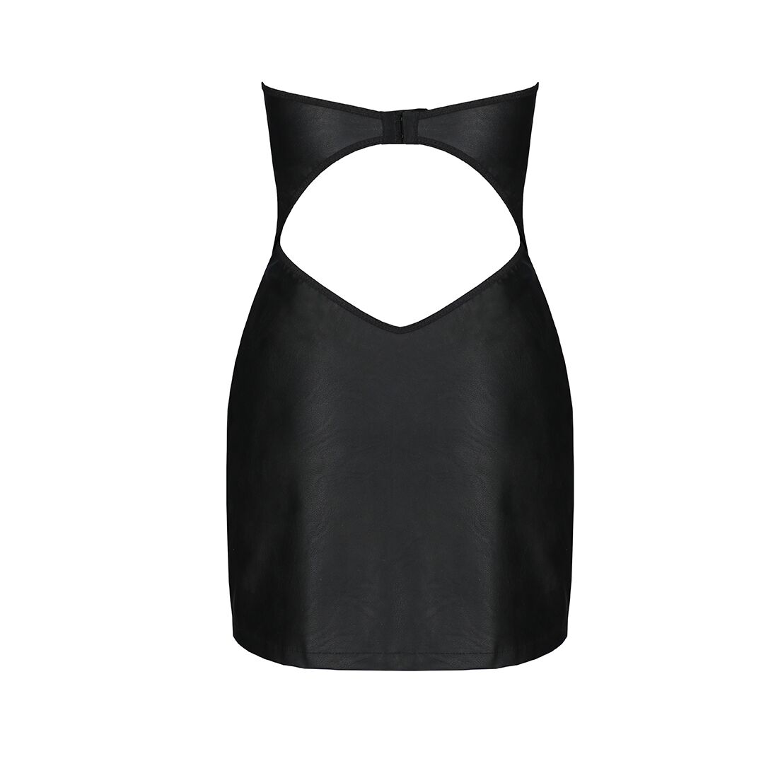 Мини-платье из экокожи Passion CELINE CHEMISE XXL/XXXL, black, шнуровка, трусики в комплекте
