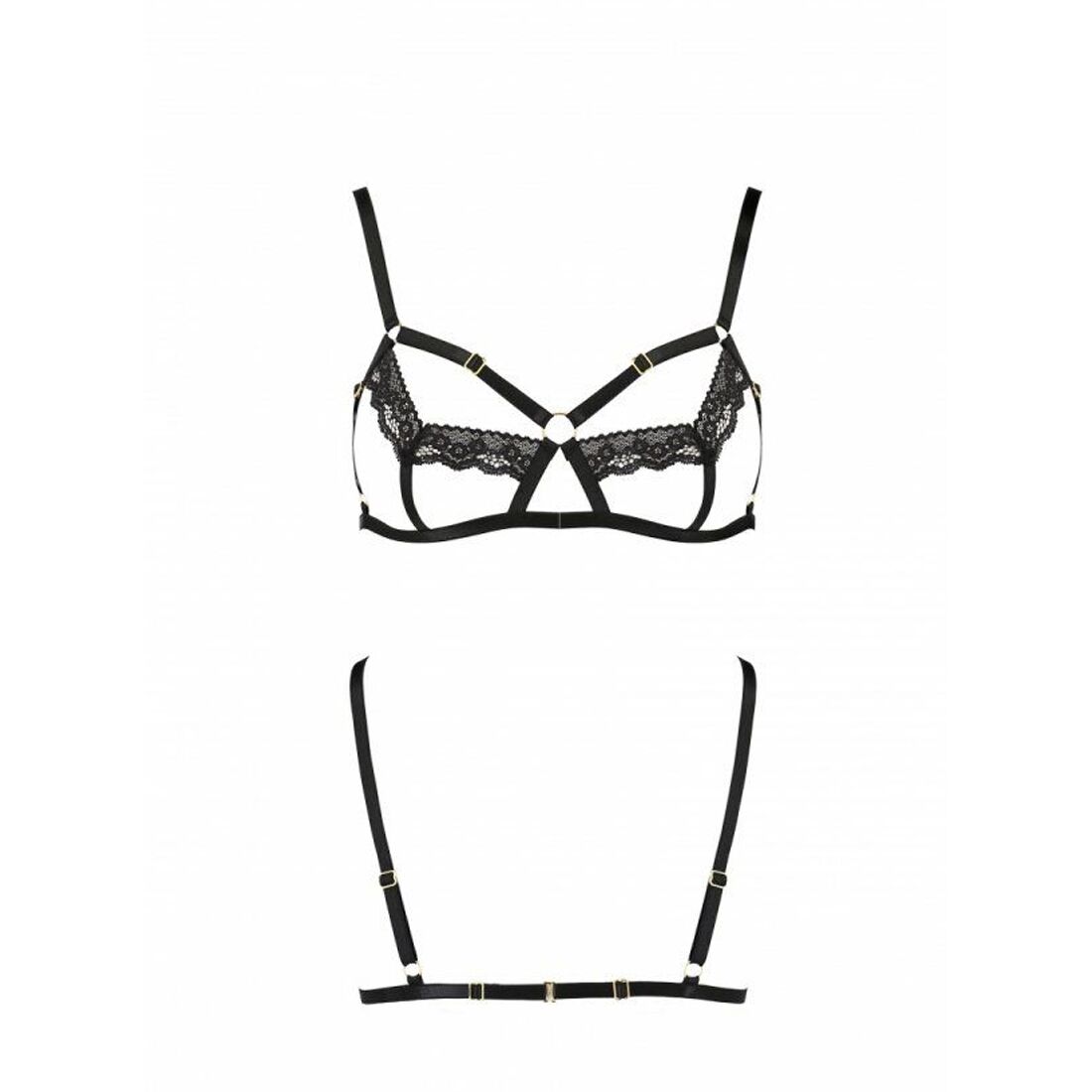 Бюстгальтер-стрепи з мереживом Passion Exclusive SOLON BRA XXL/XXXL, black