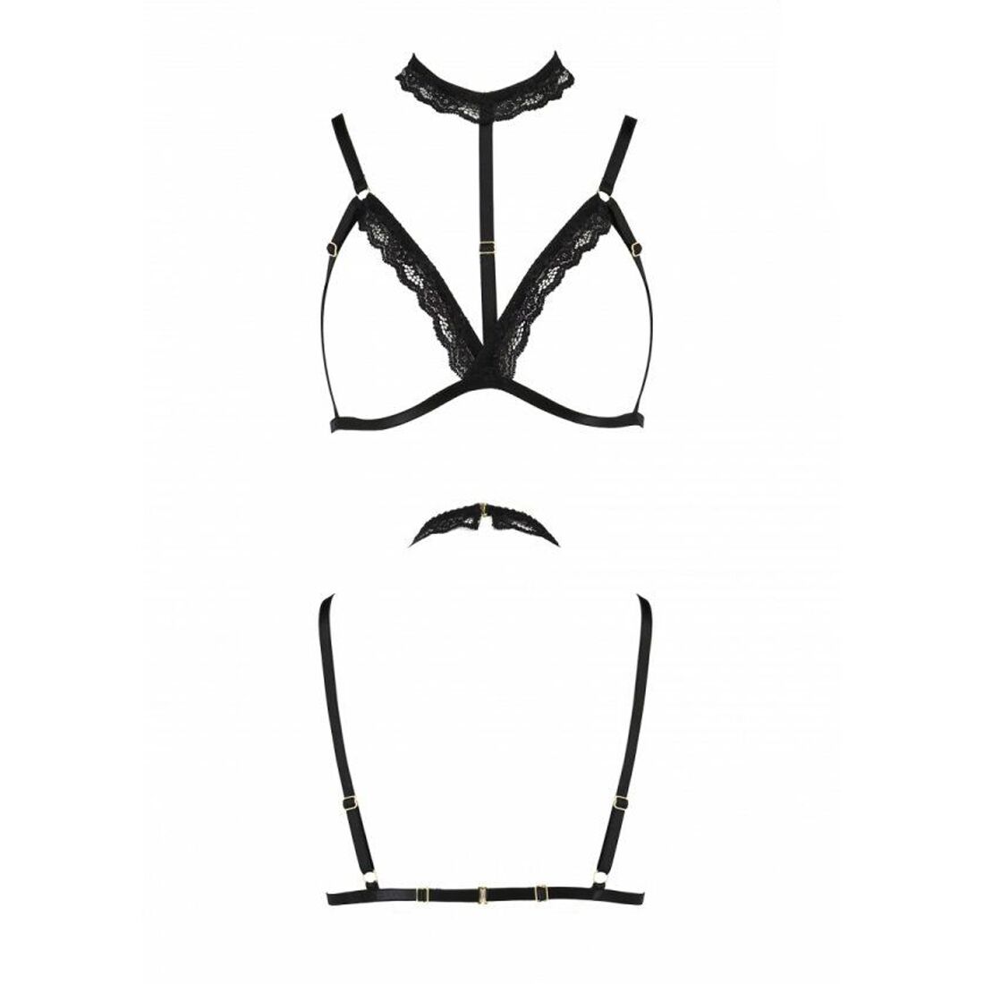 Бюстгальтер-стрепы с чокером Passion Exclusive SHELLY BRA XXL/XXXL, black