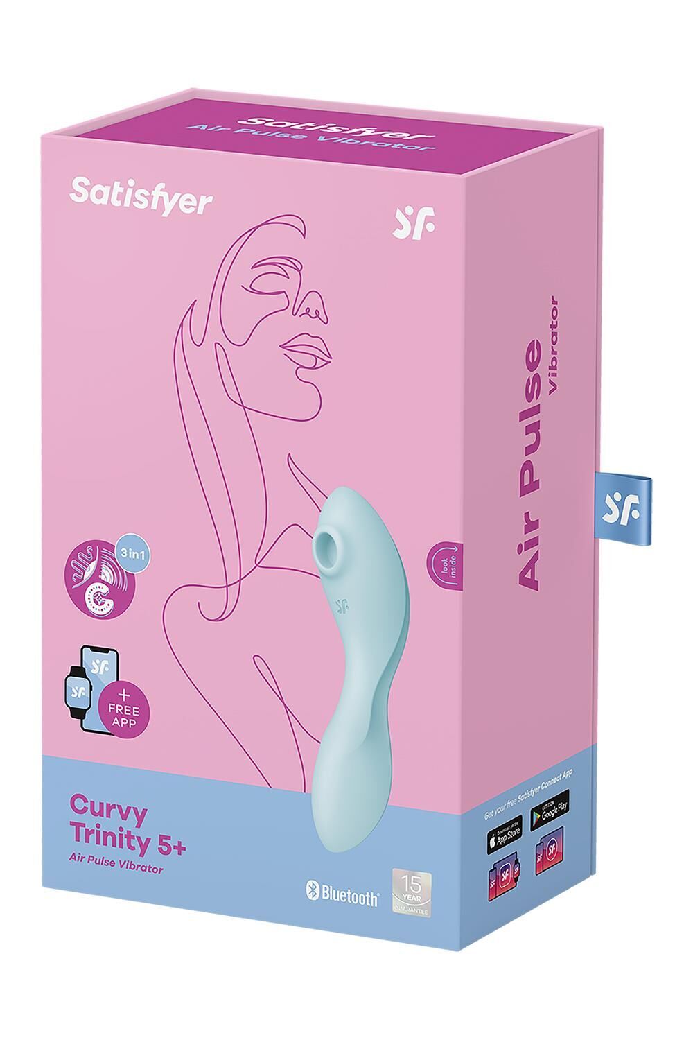 Вакуумний смарт-стимулятор із вібрацією Satisfyer Curvy Trinity 5 (Blue) (м'яте паковання!!!)