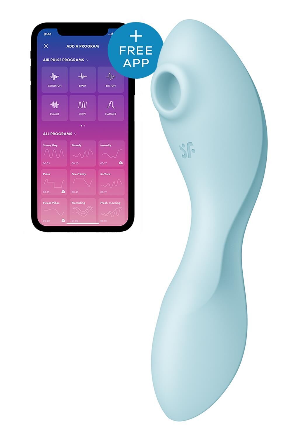 Вакуумний смарт-стимулятор із вібрацією Satisfyer Curvy Trinity 5 (Blue) (м'яте паковання!!!)