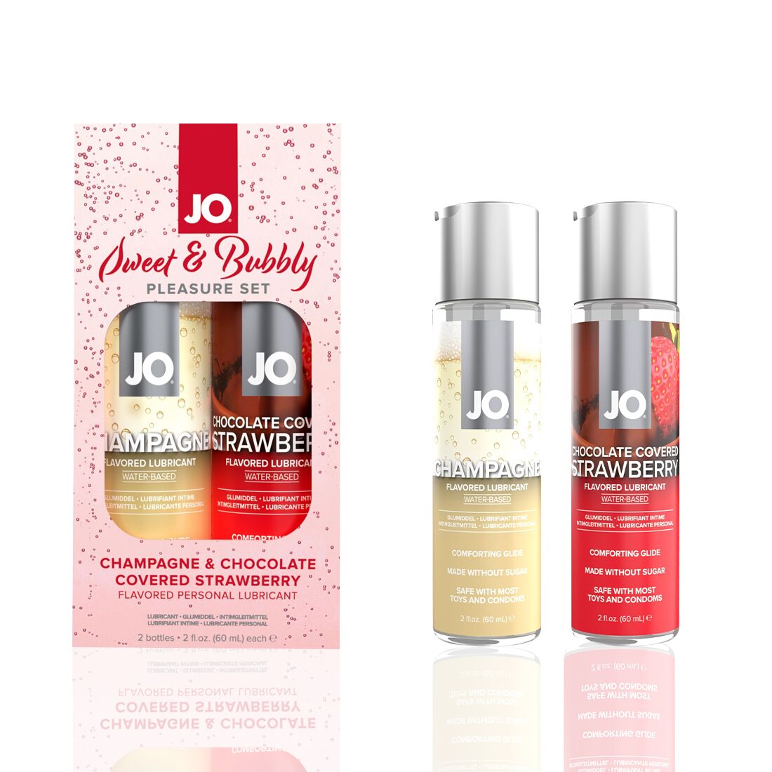 Набор лубрикантов JO Sweet&Bubbly — Champagne & Chocolate Covered Strawberry (2×60 мл)