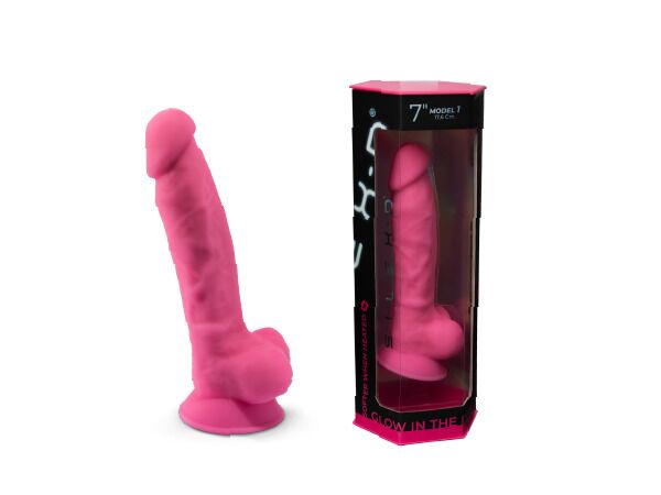 Фаллоимитатор SilexD Johnny Pink Glow in the dark, двухслойный, силикон+Silexpan, диаметр 3,5см