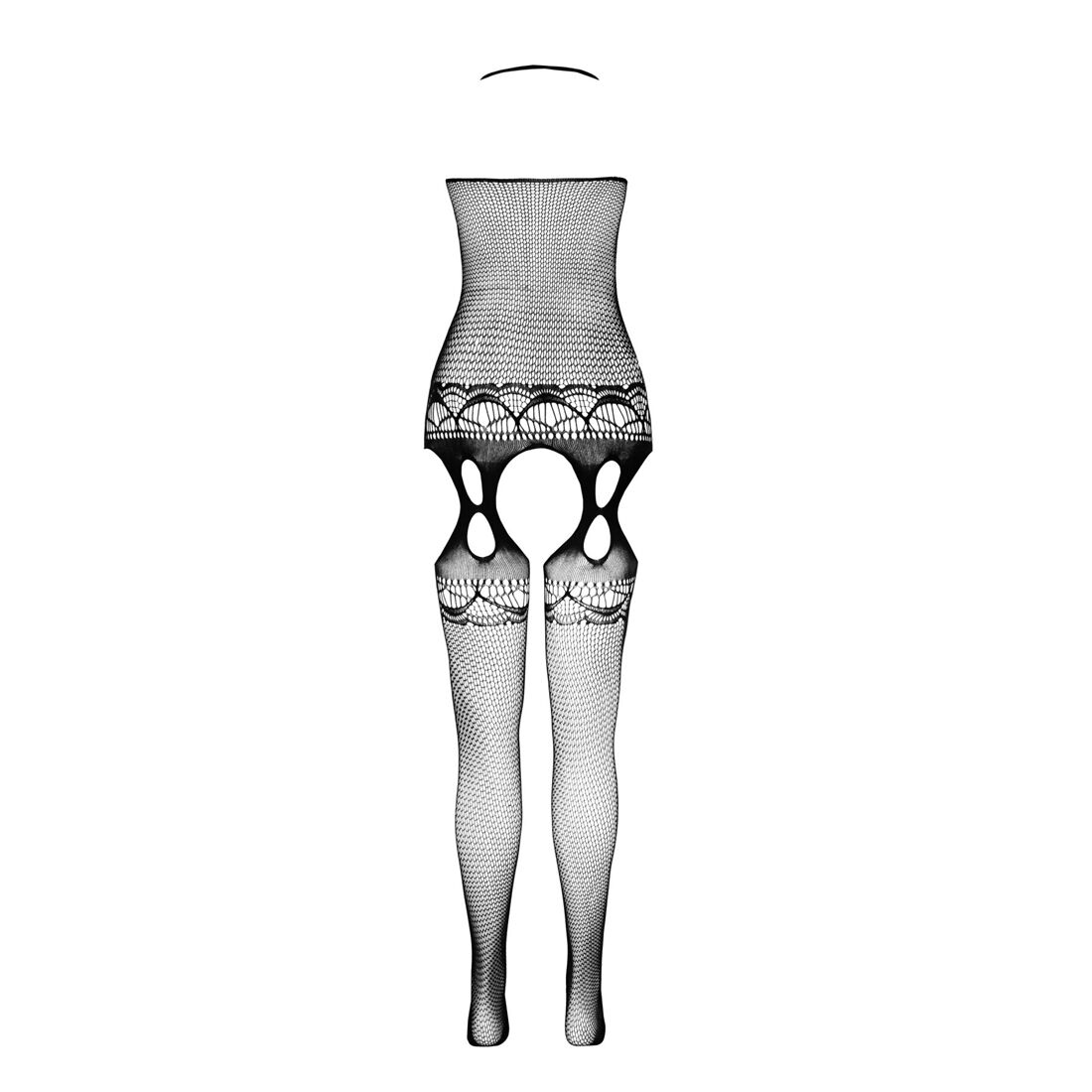 Бодистокинг Passion ECO BS006 black, с доступом, халтер, имитация подвязок
