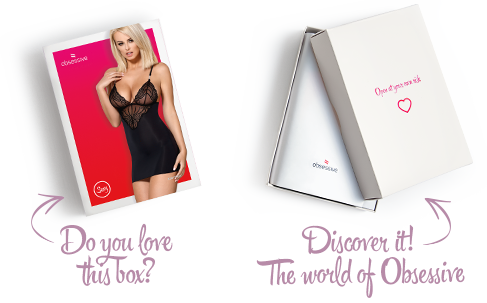 Сатиновый комплект для сна с кружевом Obsessive 828-CHE-1 chemise & thong S/M, черный, сорочка, стри
