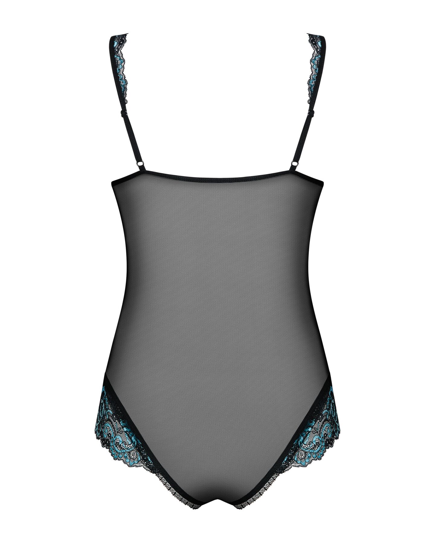 Сетчатое боди на косточках Obsessive Amanta teddy L/XL, черное, с доступом