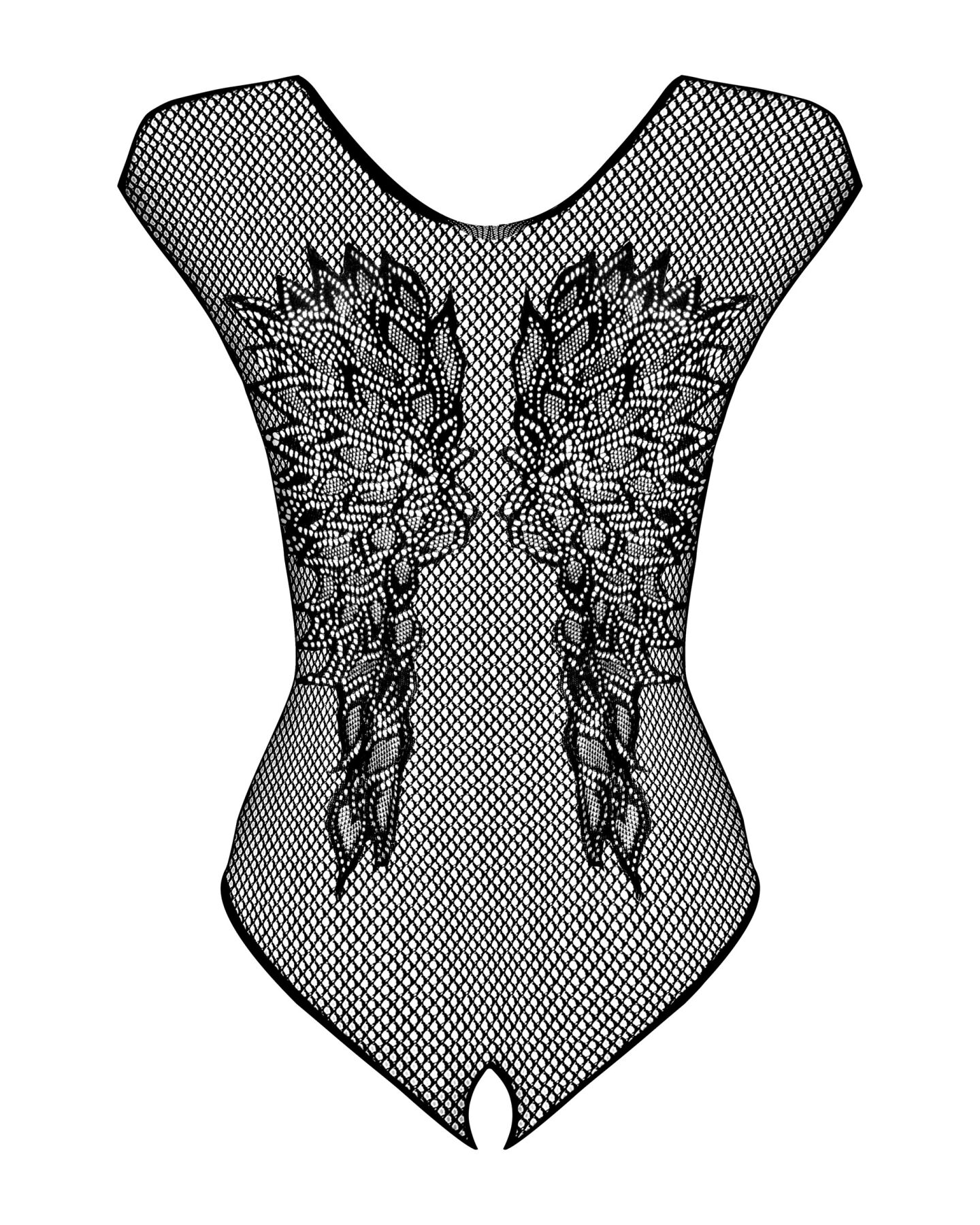 Бодистокинг из крупной сетки с кружевом Obsessive B112 teddy XL/XXL, черный, с доступом