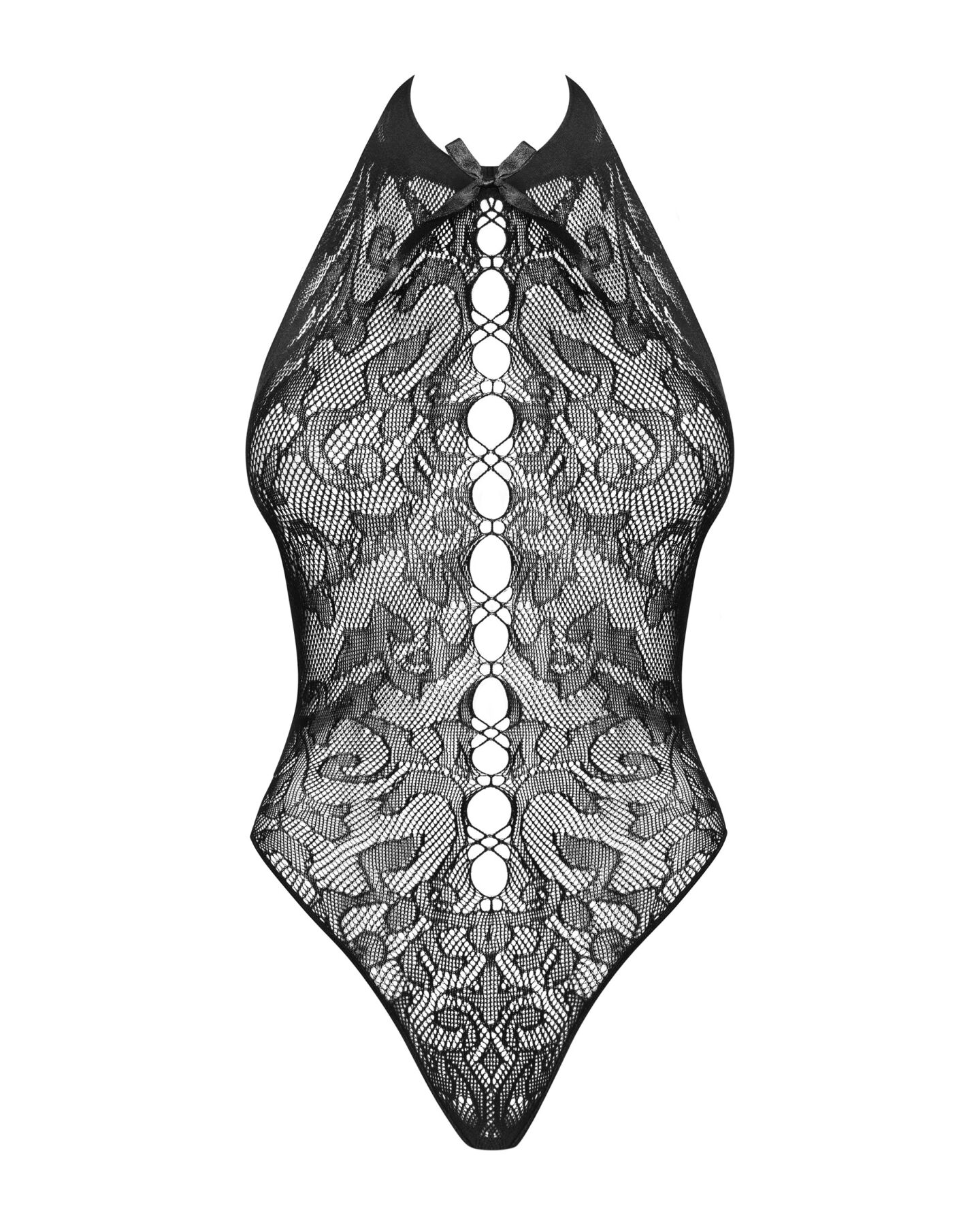 Бодістокінг з великими осередками та відкритою спиною Obsessive B119 teddy S/M/L, халтер