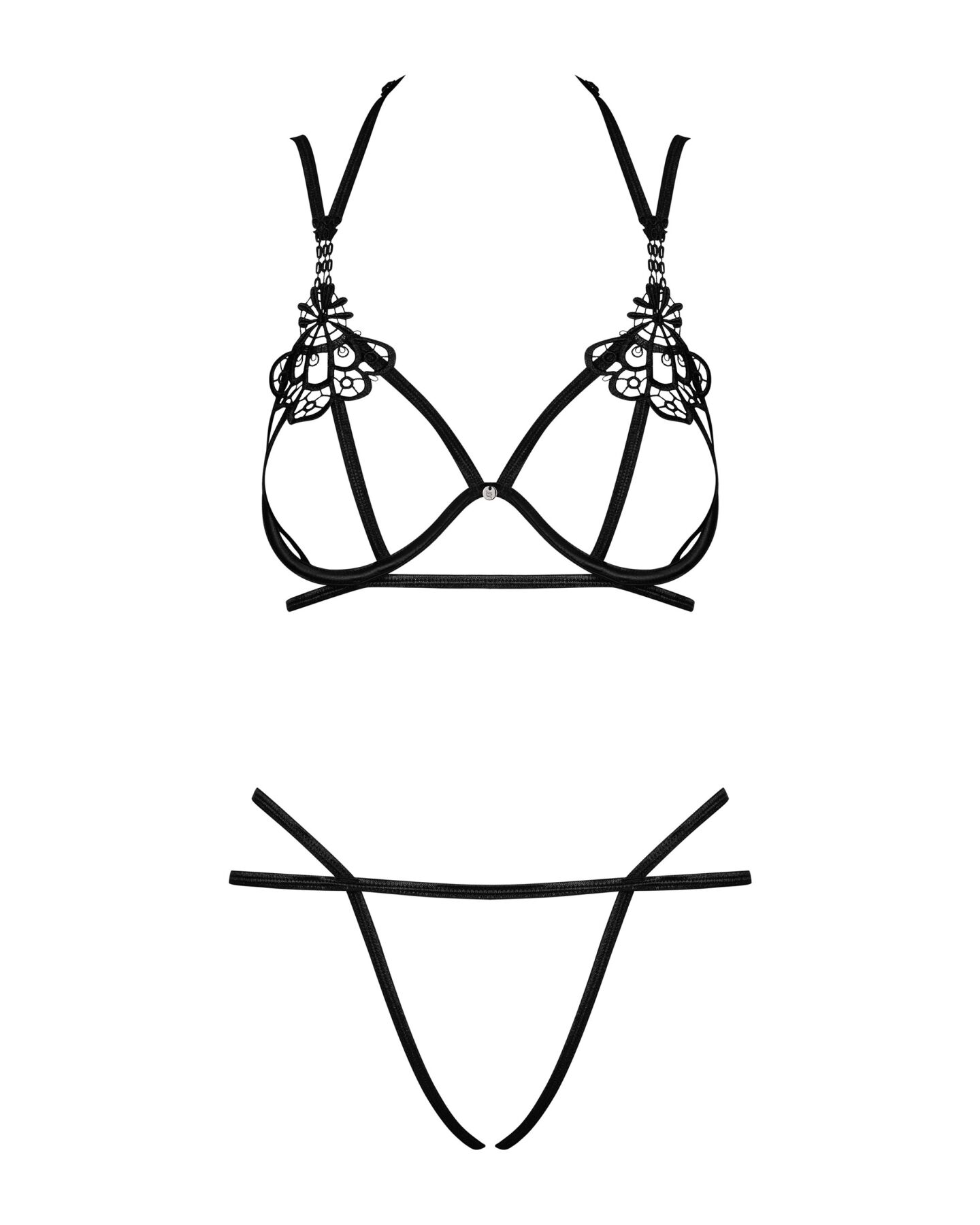 Еротичний комплект зі стреп Obsessive Badossa 2-pcs set L/XL, чорний, з доступом