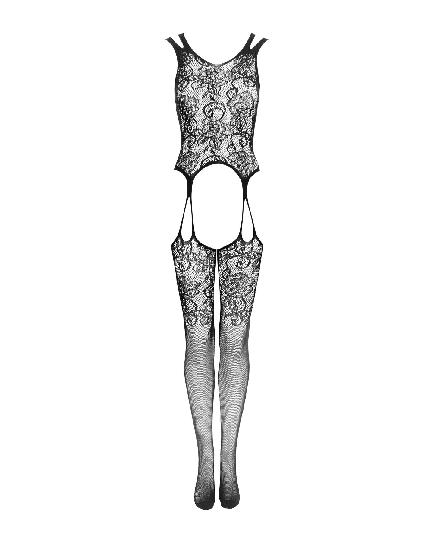 Бодістокінг Obsessive Bodystocking F237 S/M/L, рослинне плетіння, імітація панчіх