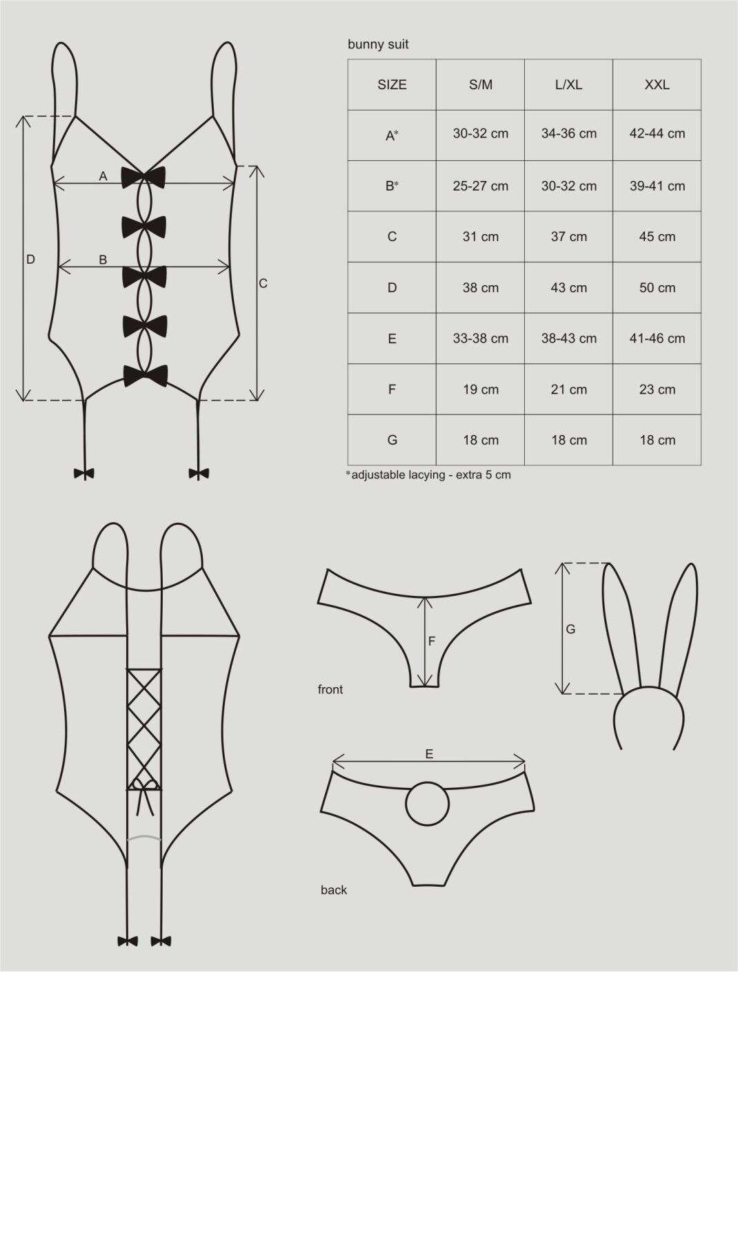 Еротичний костюм зайчика Obsessive Bunny suit 4 pcs costume pink S/M, рожевий, топ з підв’язками