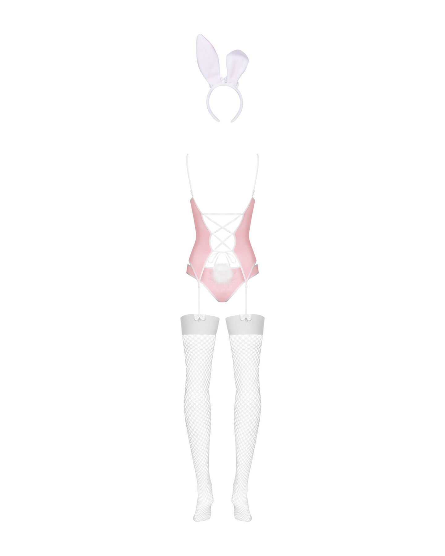 Еротичний костюм зайчика Obsessive Bunny suit 4 pcs costume pink S/M, рожевий, топ з підв’язками