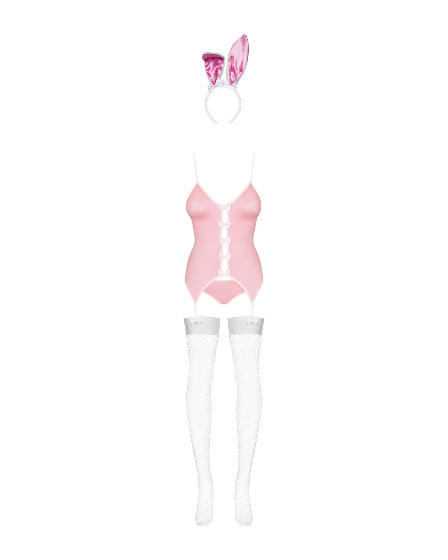 Еротичний костюм зайчика Obsessive Bunny suit 4 pcs costume pink L/XL, рожевий, топ з підв’язками