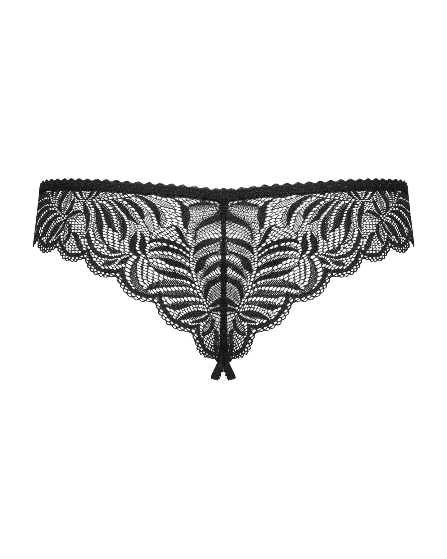 Кружевные танга с доступом Obsessive Contica crothchles thong L/XL, черные
