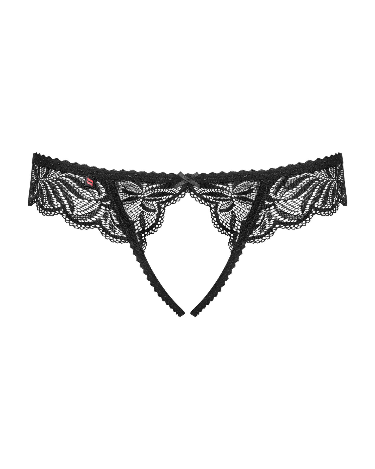 Кружевные танга с доступом Obsessive Contica crothchles thong L/XL, черные