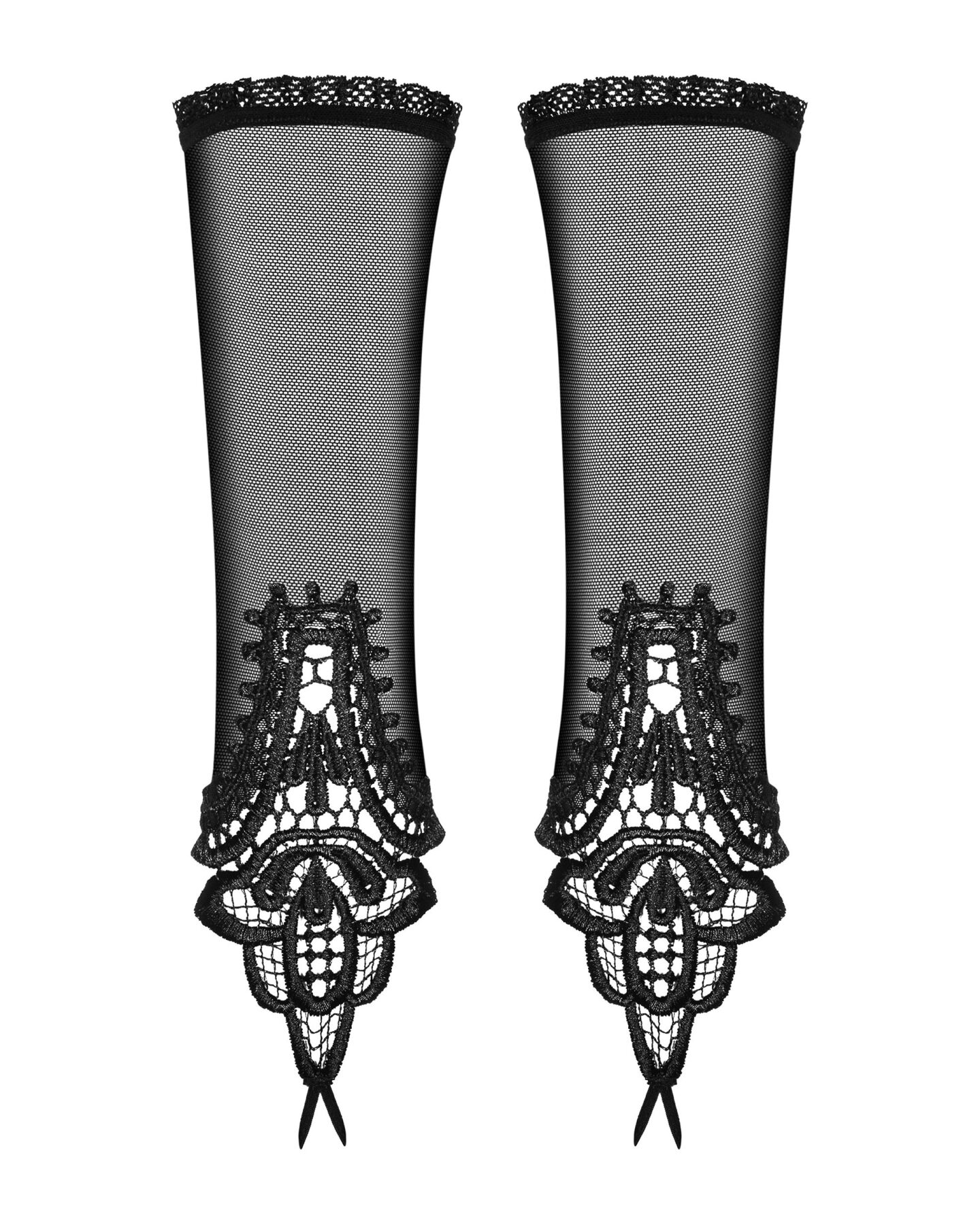 Сетчатые митенки с кружевом Obsessive Luiza mittens One size, черные