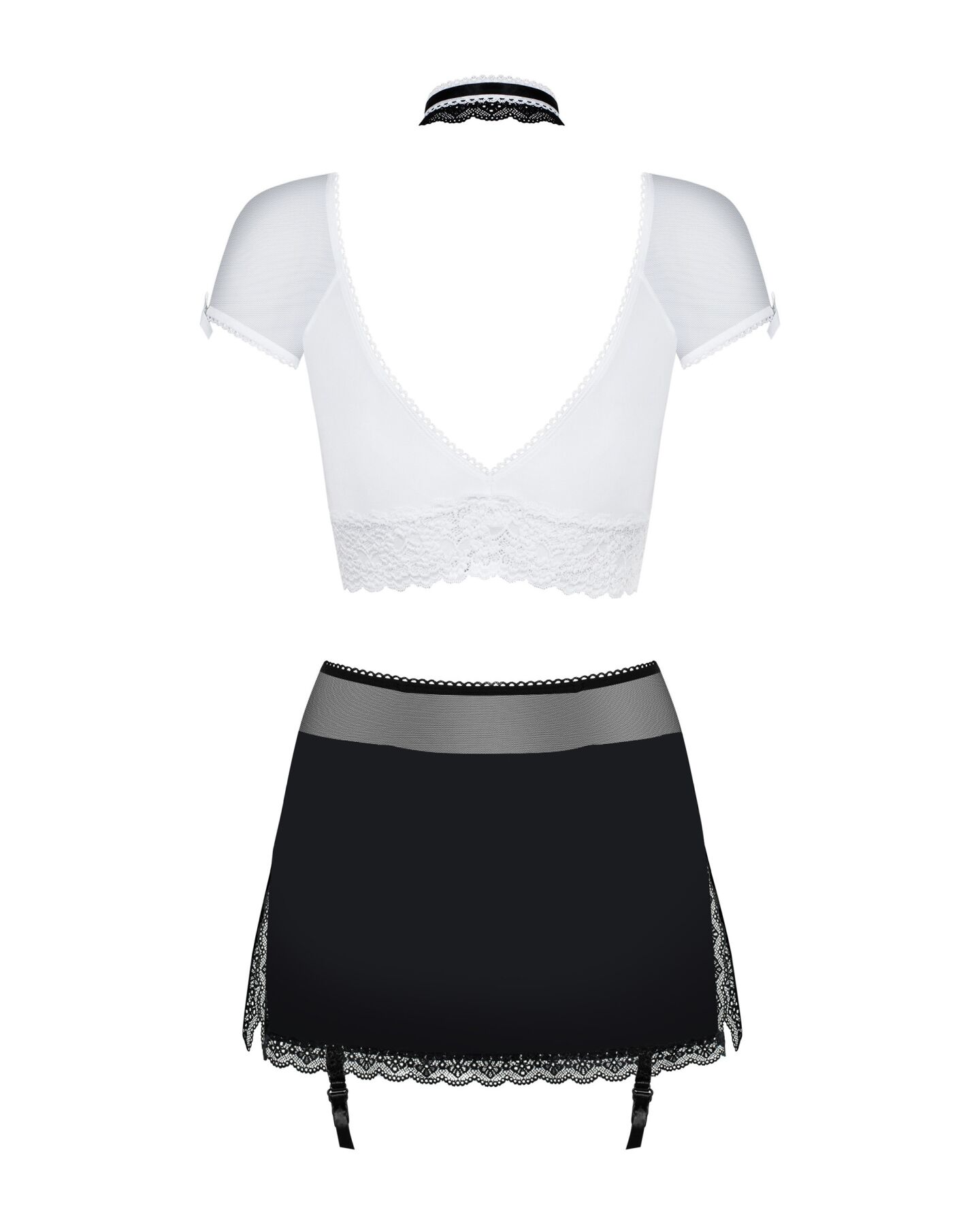 Эротический костюм секретарши Obsessive Secretary suit 5pcs black L/XL, черно-белый, топ, юбка, стри