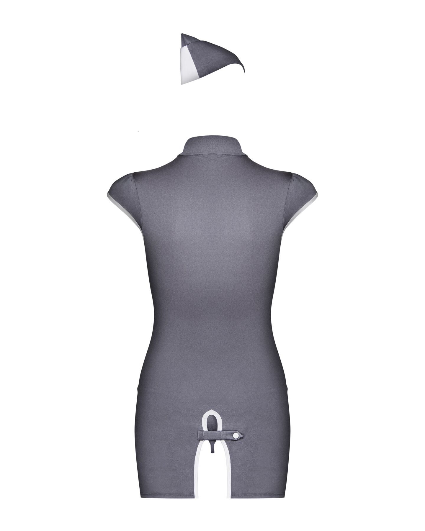 Эротический костюм стюардессы Obsessive Stewardess 3 pcs grey S/M, серый, платье, стринги, пилотка