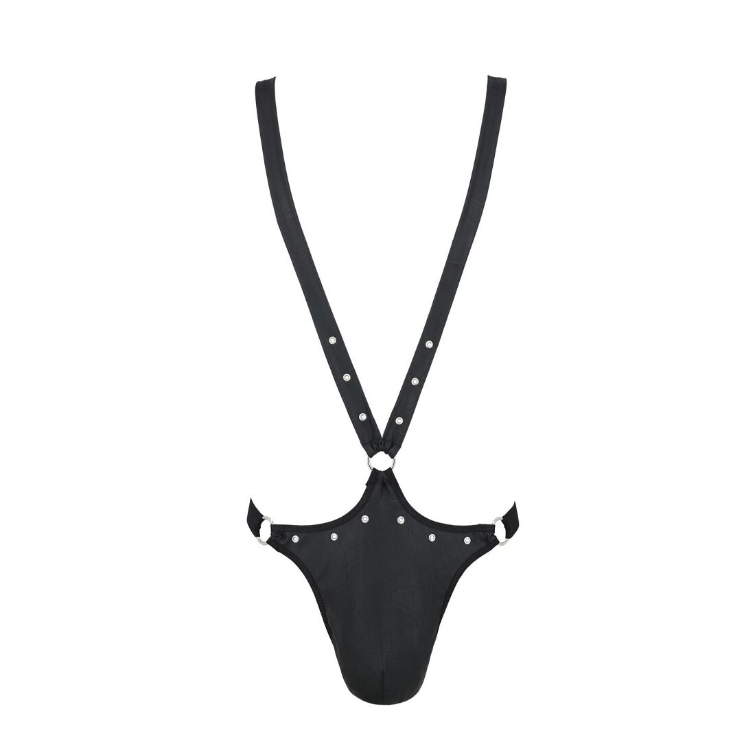 Мужское боди с люверсами Passion 028 HARRY L/XL Black, экокожа, на лямках