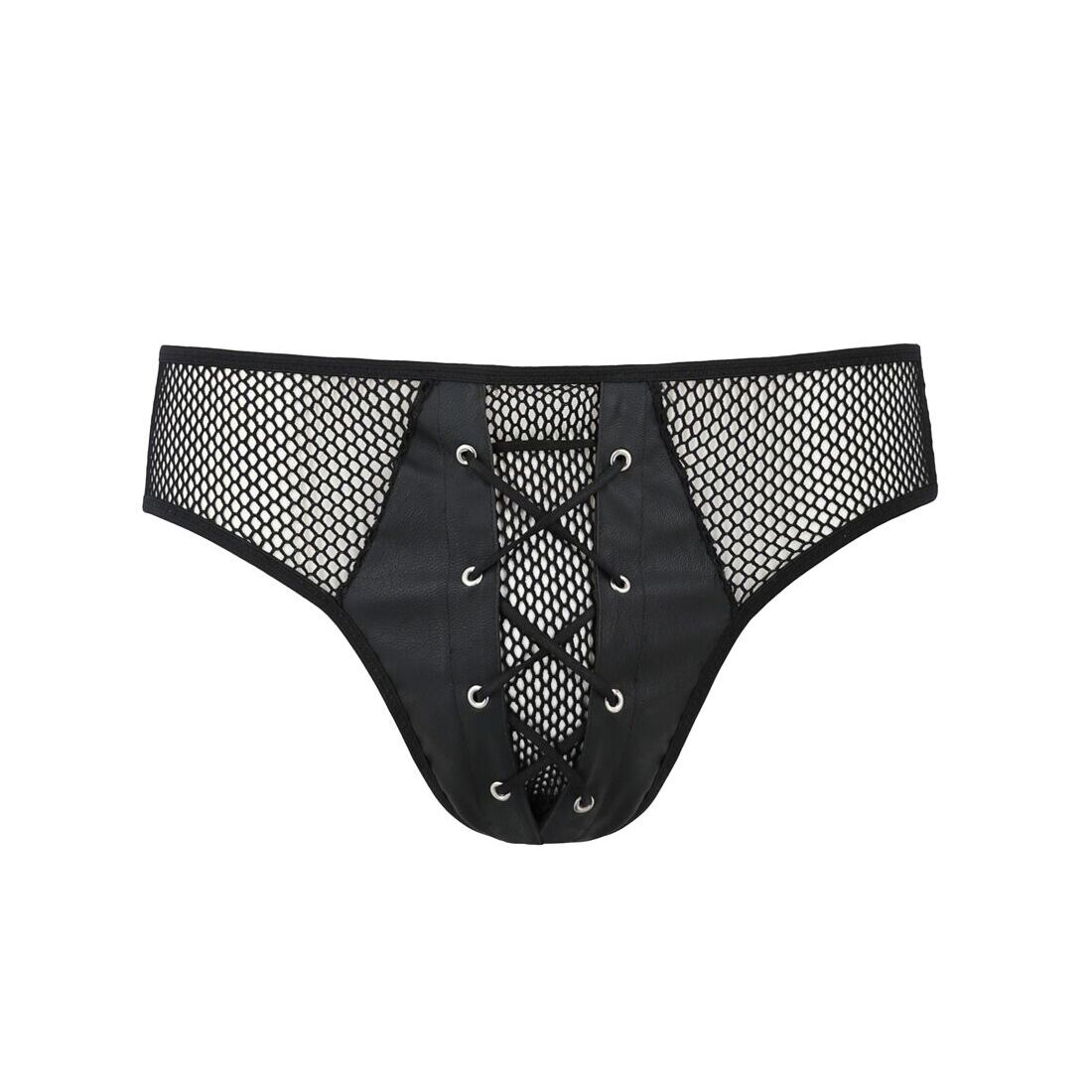 Мужские трусы со шнуровкой Passion 035 SLIP RICHARD XXL/XXXL Black, экокожа, сетка