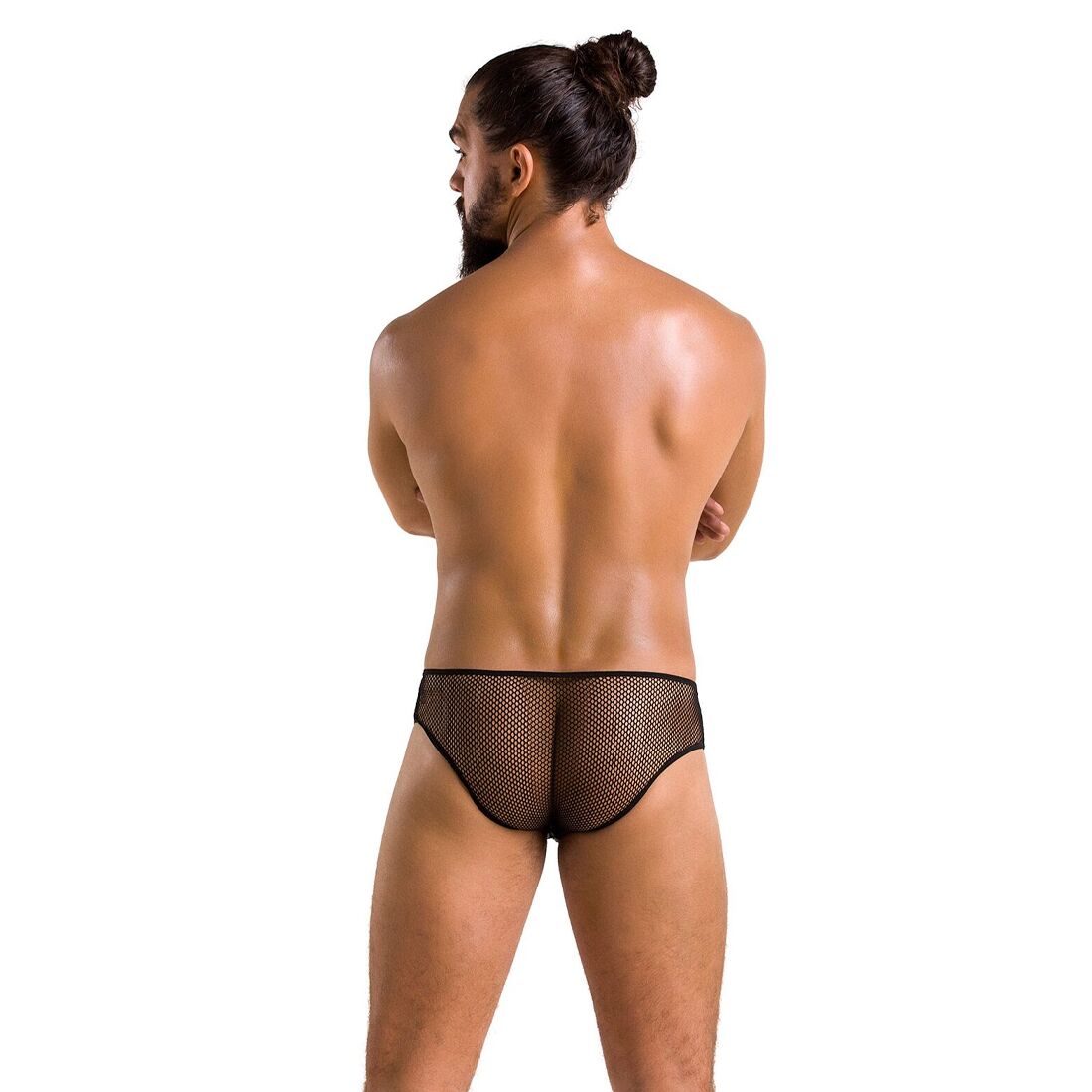 Мужские трусы со шнуровкой Passion 035 SLIP RICHARD XXL/XXXL Black, экокожа, сетка