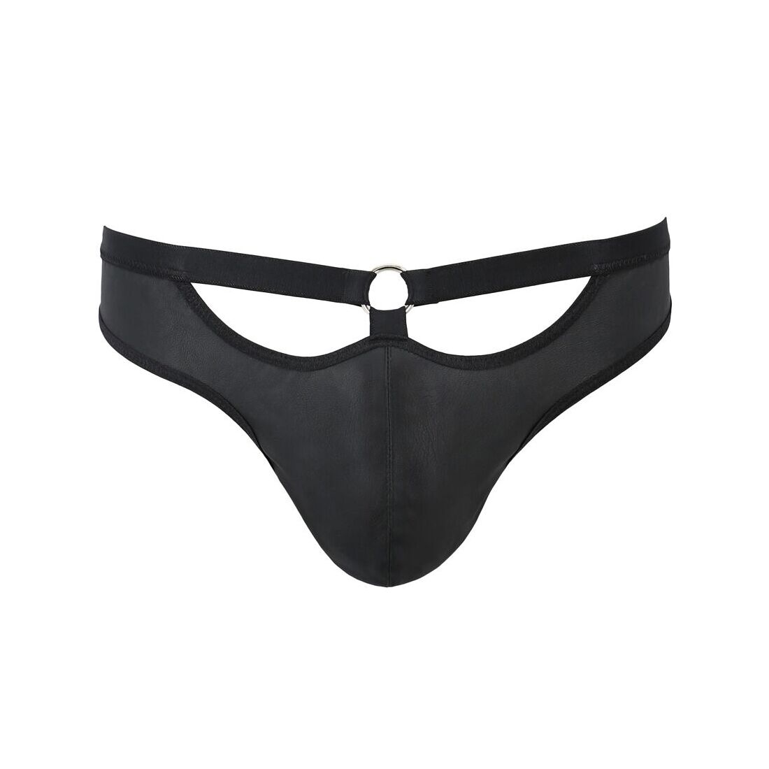 Мужские слипы с вырезами Passion 041 SLIP JOE L/XL Black, экокожа, открытые ягодицы