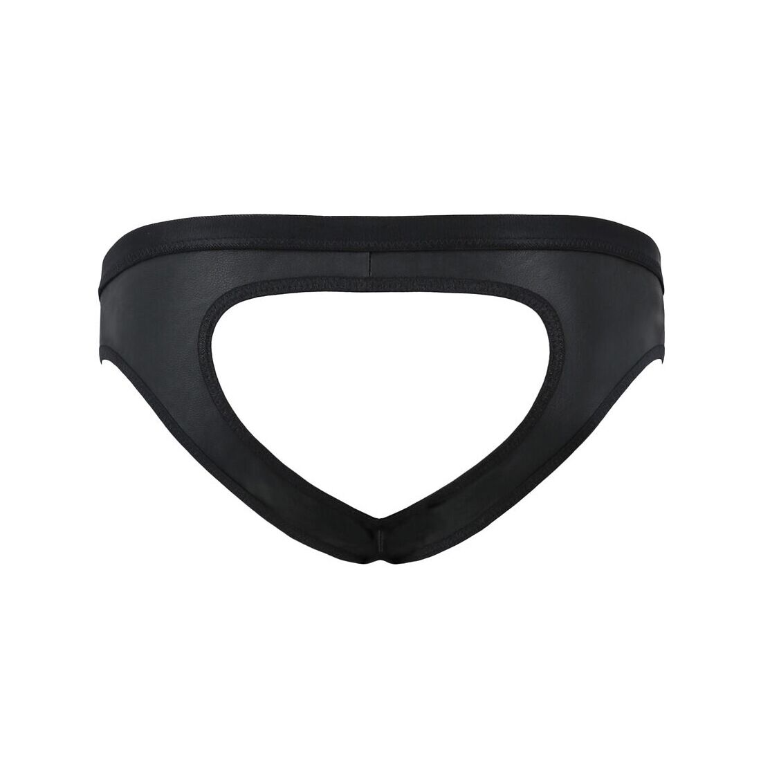Мужские слипы с вырезами Passion 041 SLIP JOE S/M Black, экокожа, открытые ягодицы