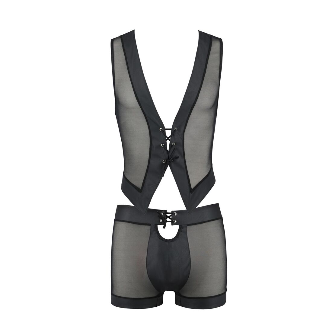 Комплект мужского белья на шнуровке Passion 053 SET WILLIAM S/M Black, жилет, боксеры