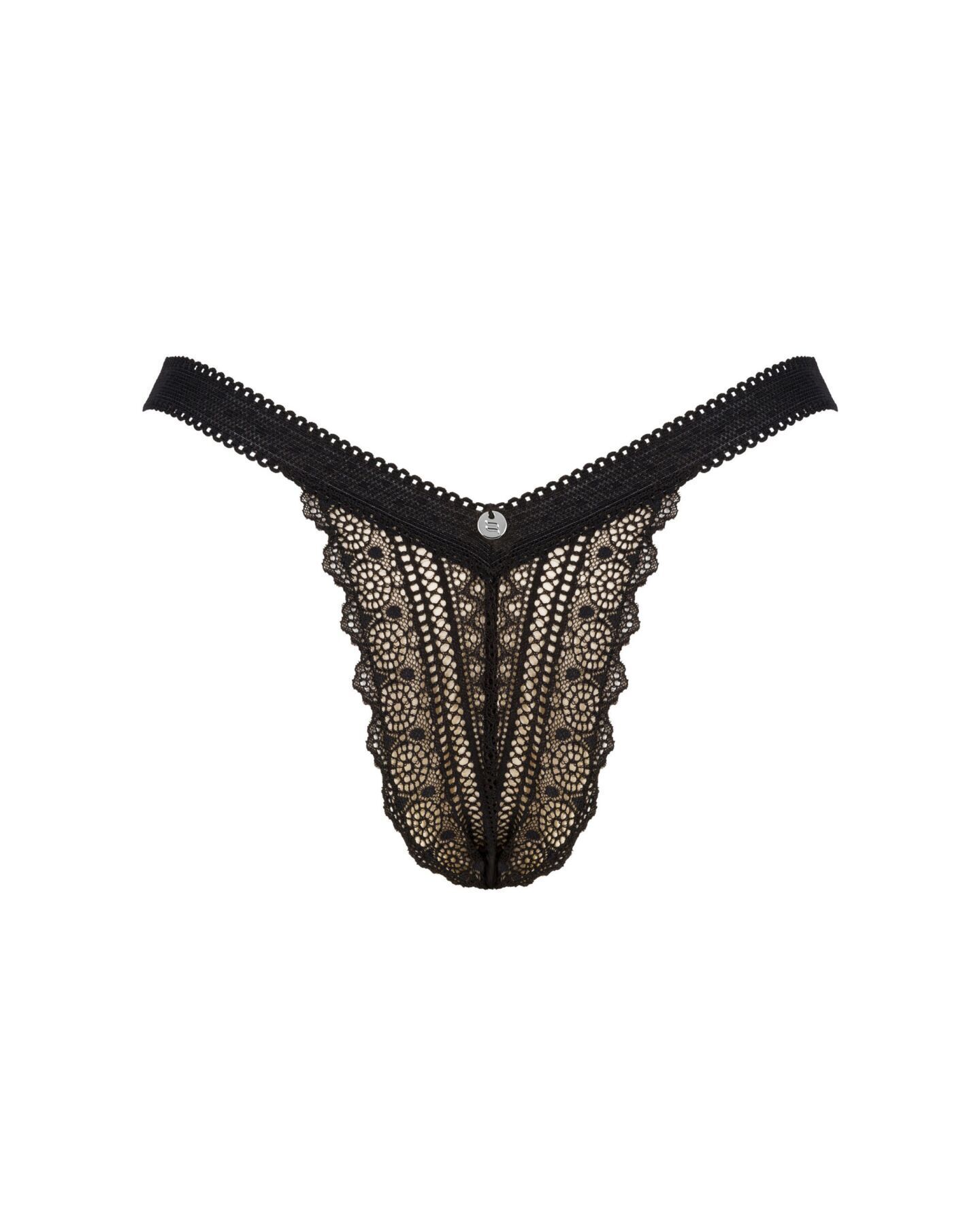 Мереживні трусики із заниженою талією Obsessive Estiqua panties XS/S, black