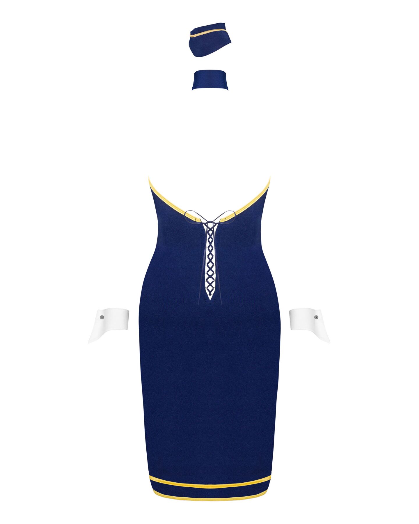 Эротический костюм стюардессы Obsessive Stewardess uniform XS/S, blue, платье, пилотка, шарф, манжеты