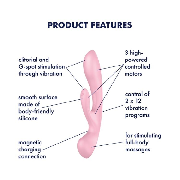 Двусторонний вибратор-кролик Satisfyer Triple Oh Pink (мятая упаковка!!!)