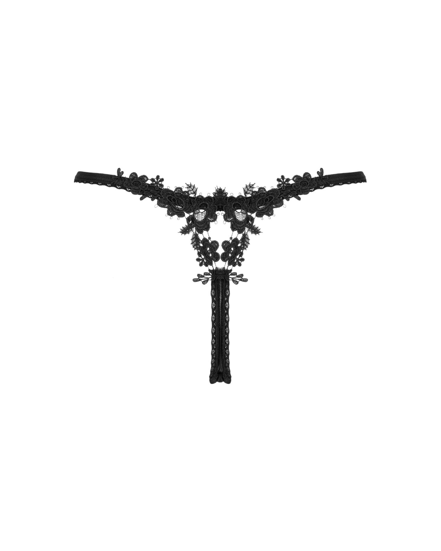 Прозорі стрінги із мереживом Obsessive Celia Noir thong XL
