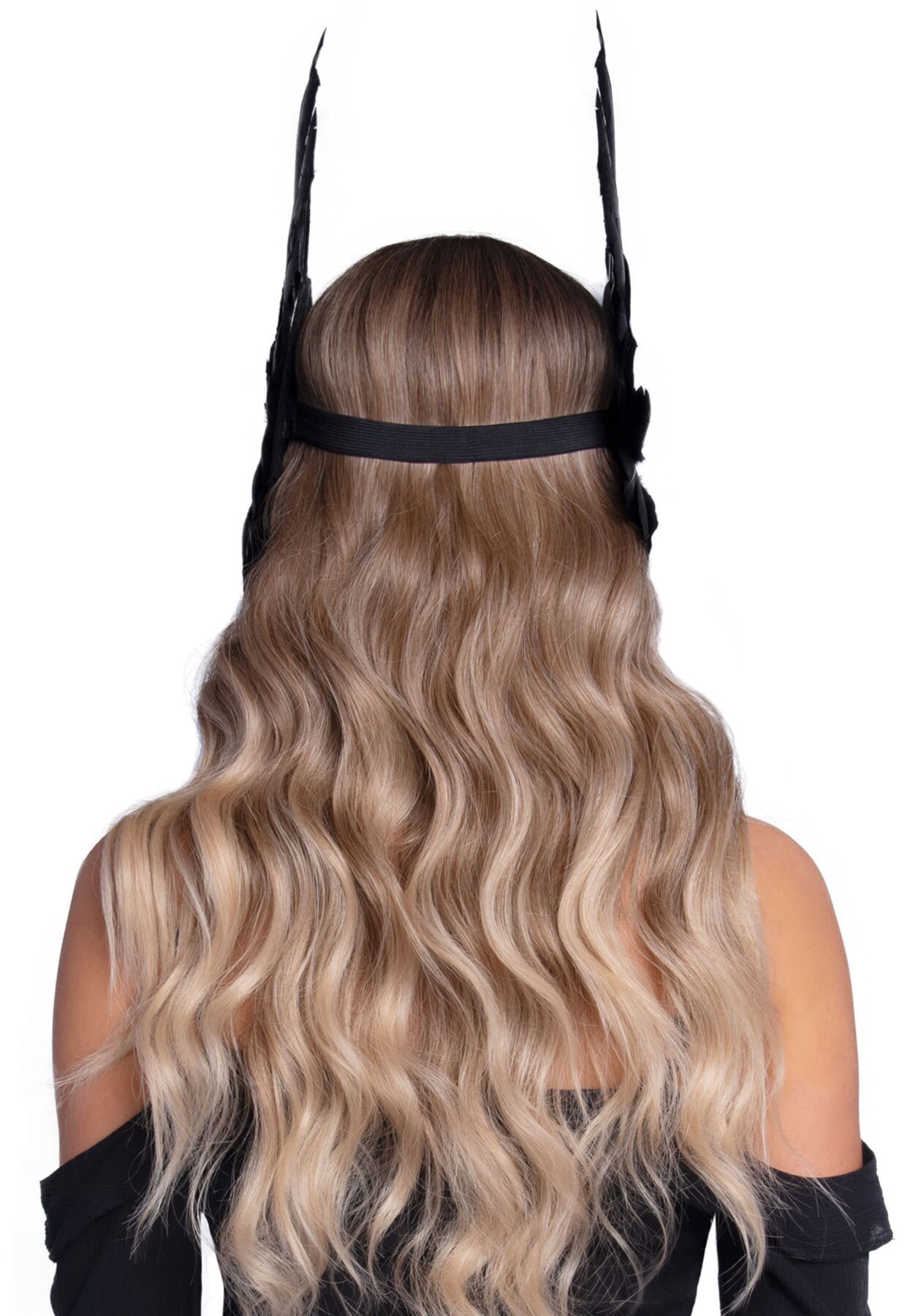 Пов’язка на голову з крилами Leg Avenue Feather headband Black, пір’я та натуральна шкіра