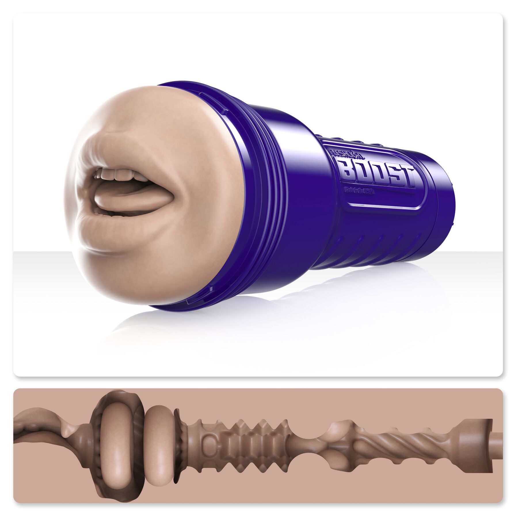 Мастурбатор-ротик Fleshlight Boost Blow Light Medium Flesh, плавающие кольца Turbo Tech