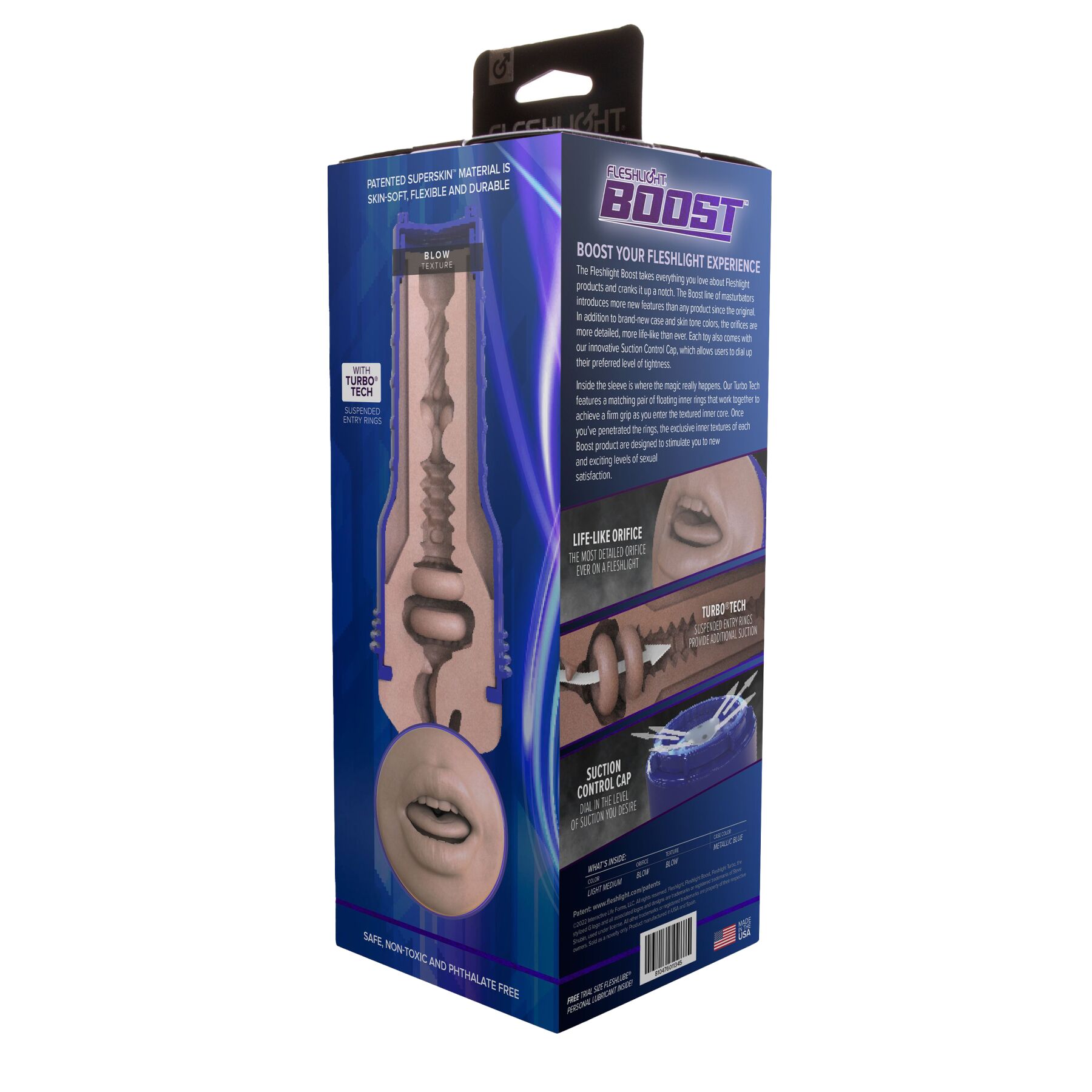 Мастурбатор-ротик Fleshlight Boost Blow Light Medium Flesh, плавающие кольца Turbo Tech